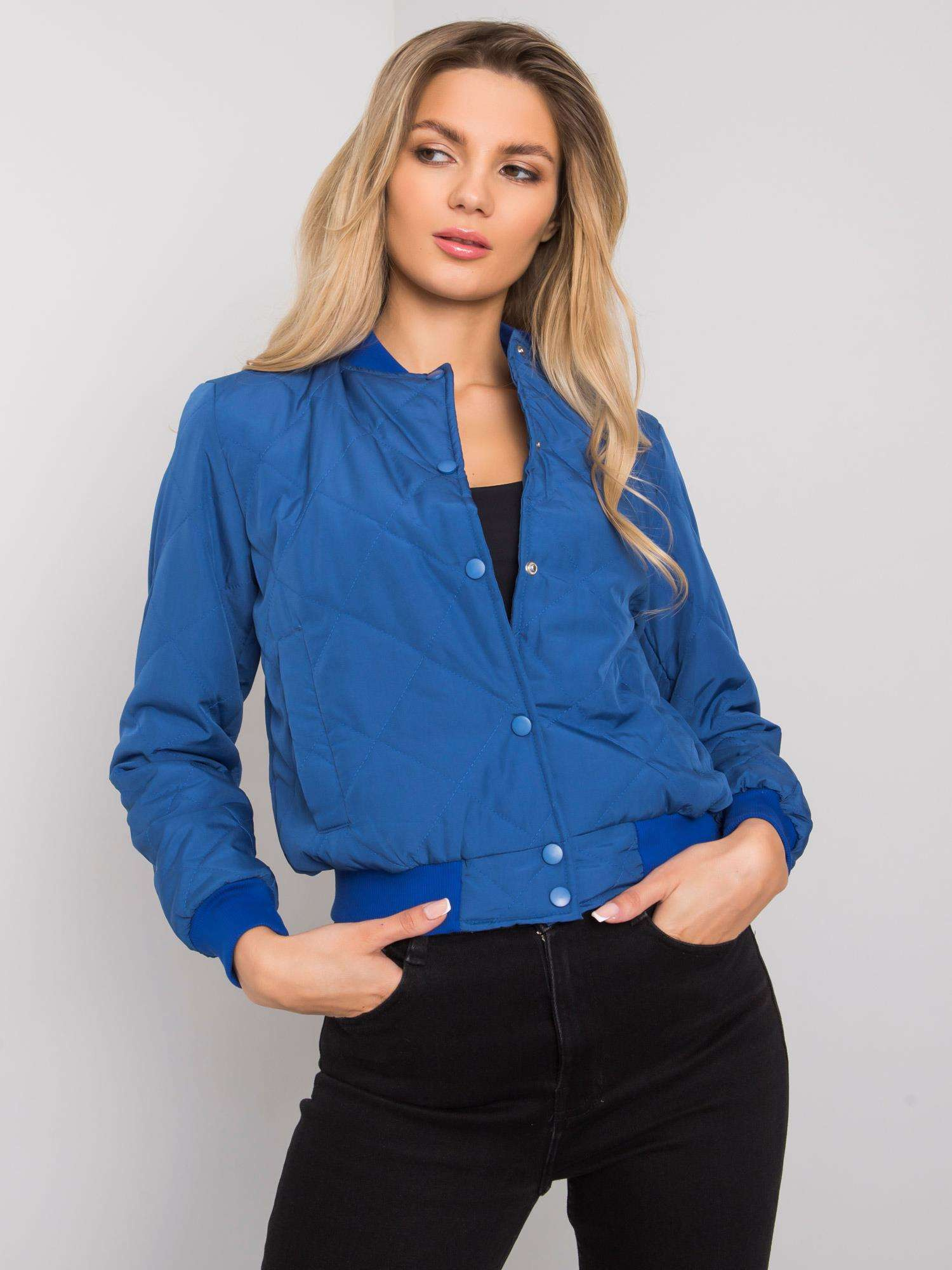Modrý prešívaný bomber EM-KR-616.29-blue Veľkosť: S