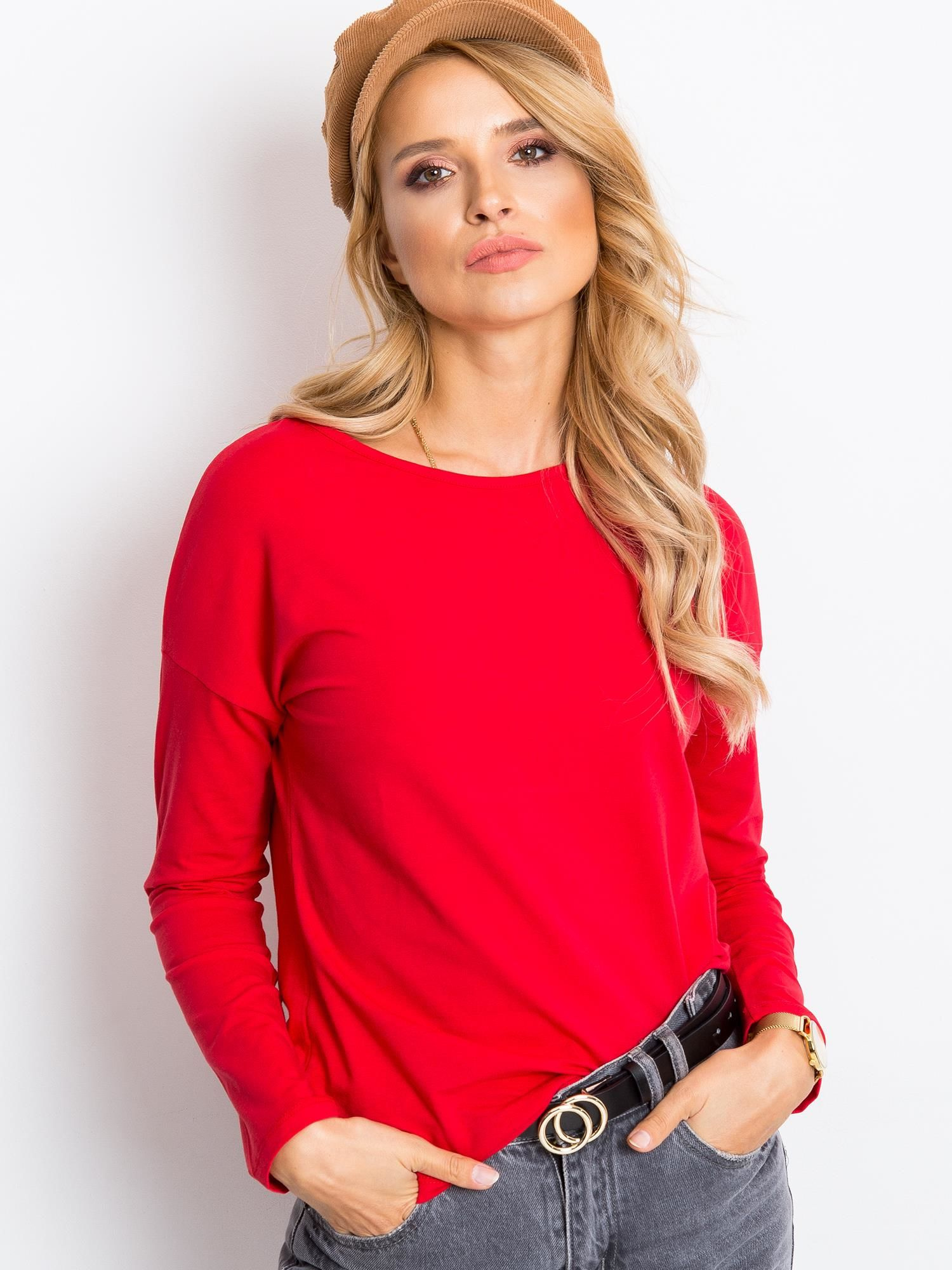Dámske červené tričko s dlhým rukávom RV-BZ-5121.25P-red Veľkosť: M