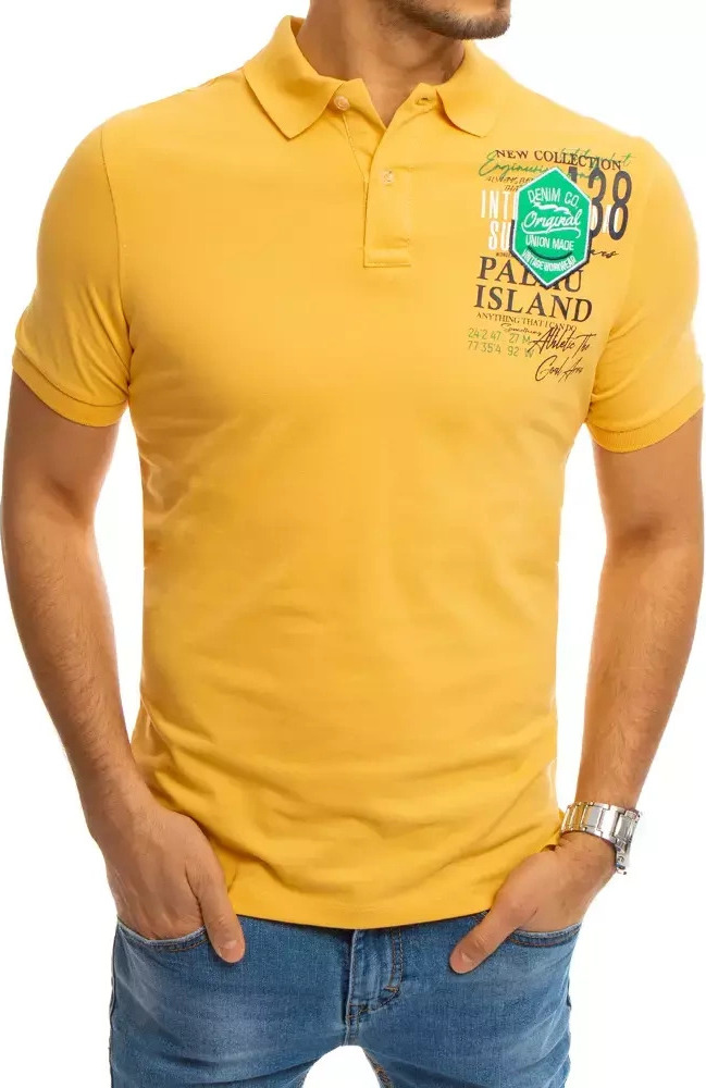 Žltá polokošeľa s potlačou PX0372 Veľkosť: M