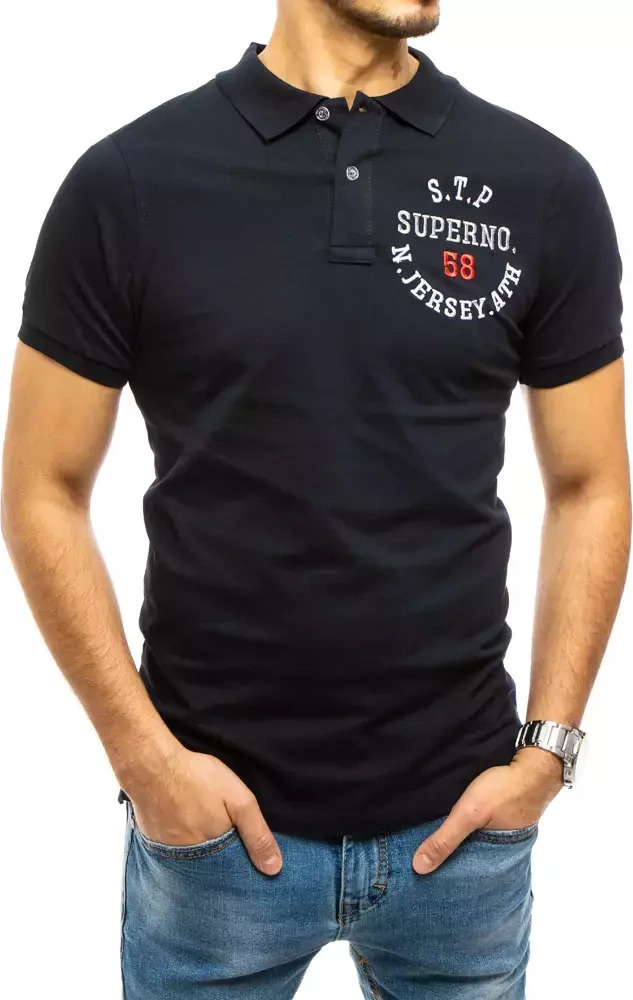 Tmavomodrá polokošeľa s výšivkou PX0418 Veľkosť: M