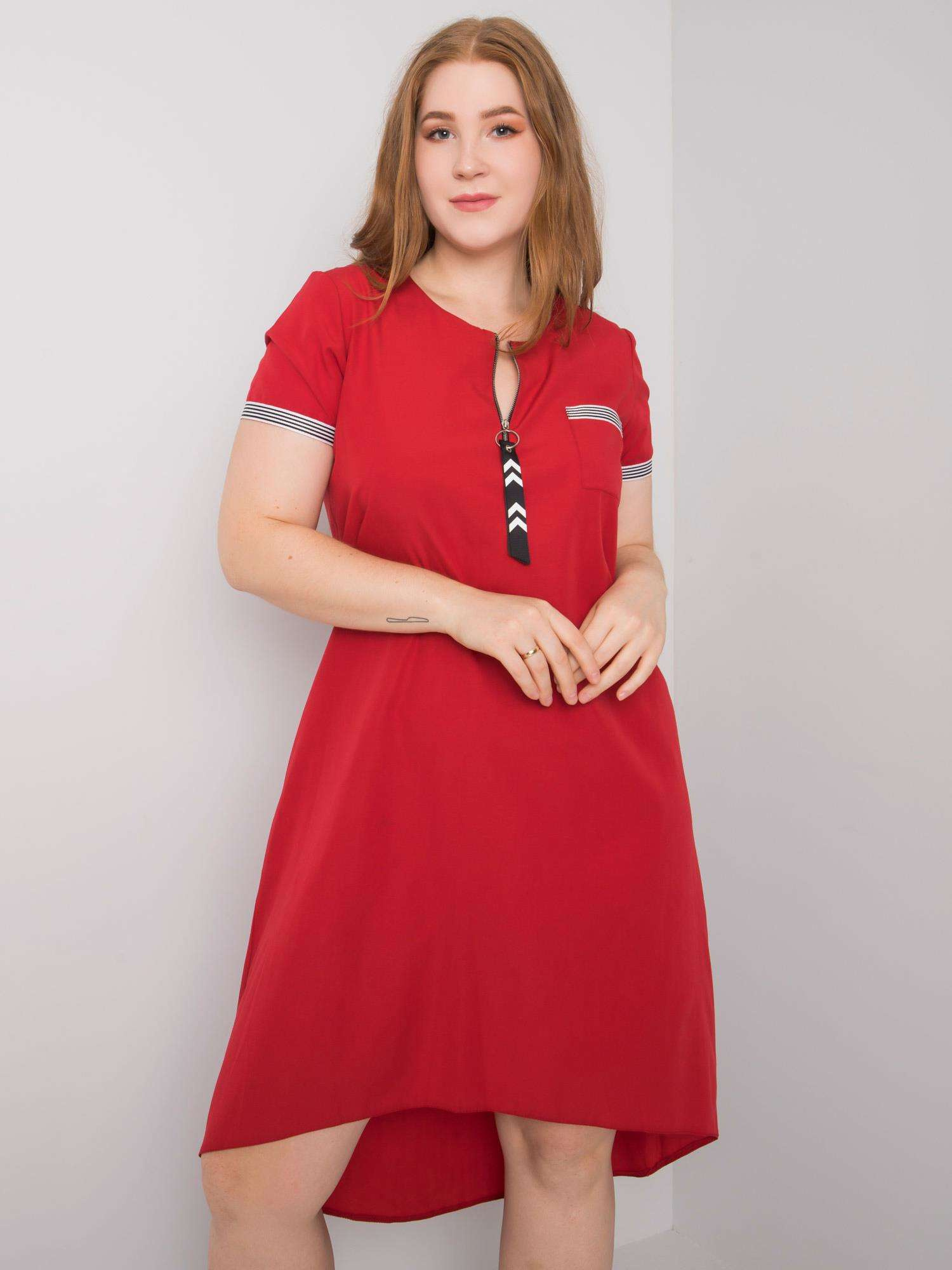 Červené pohodlné šaty LK-SK-506827.45-red Veľkosť: 48