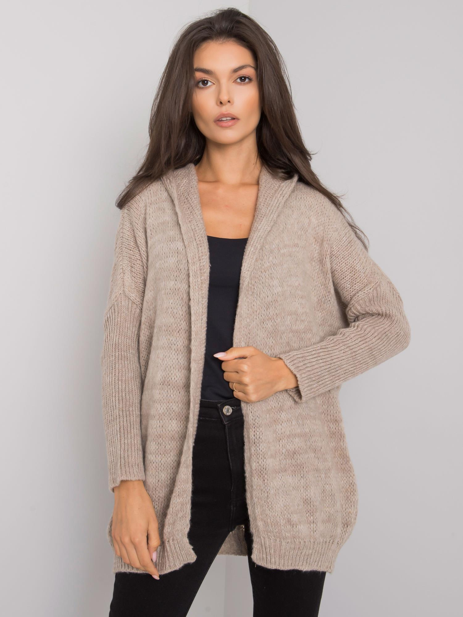 Béžový kardigán s kapucňou -TW-SW-BI-6911.15-beige Veľkosť: ONE SIZE