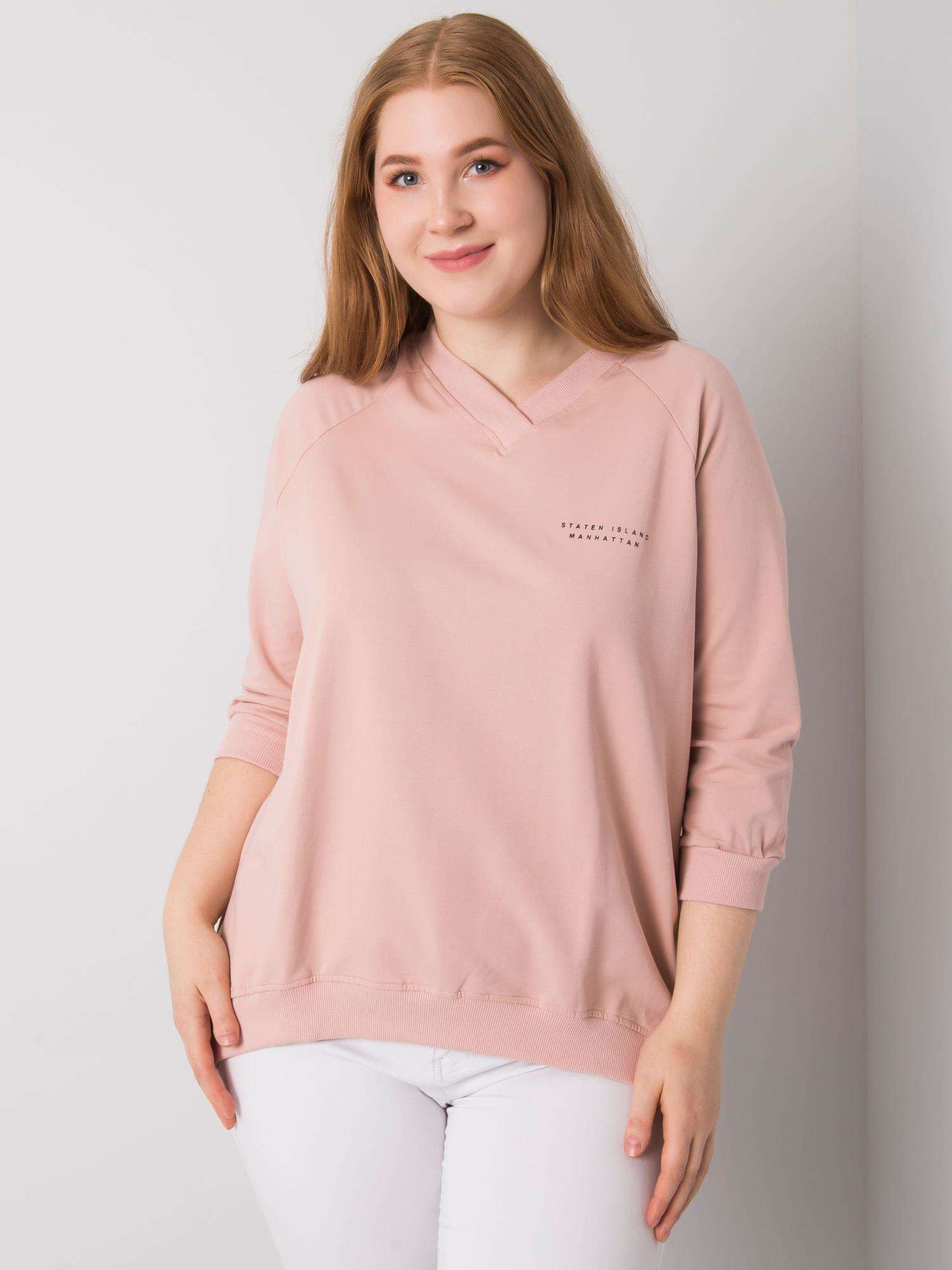 RUŽOVÁ MIKINA BEZ KAPUCNE -RV-BL-6852.22P-DARK PINK Veľkosť: ONE SIZE