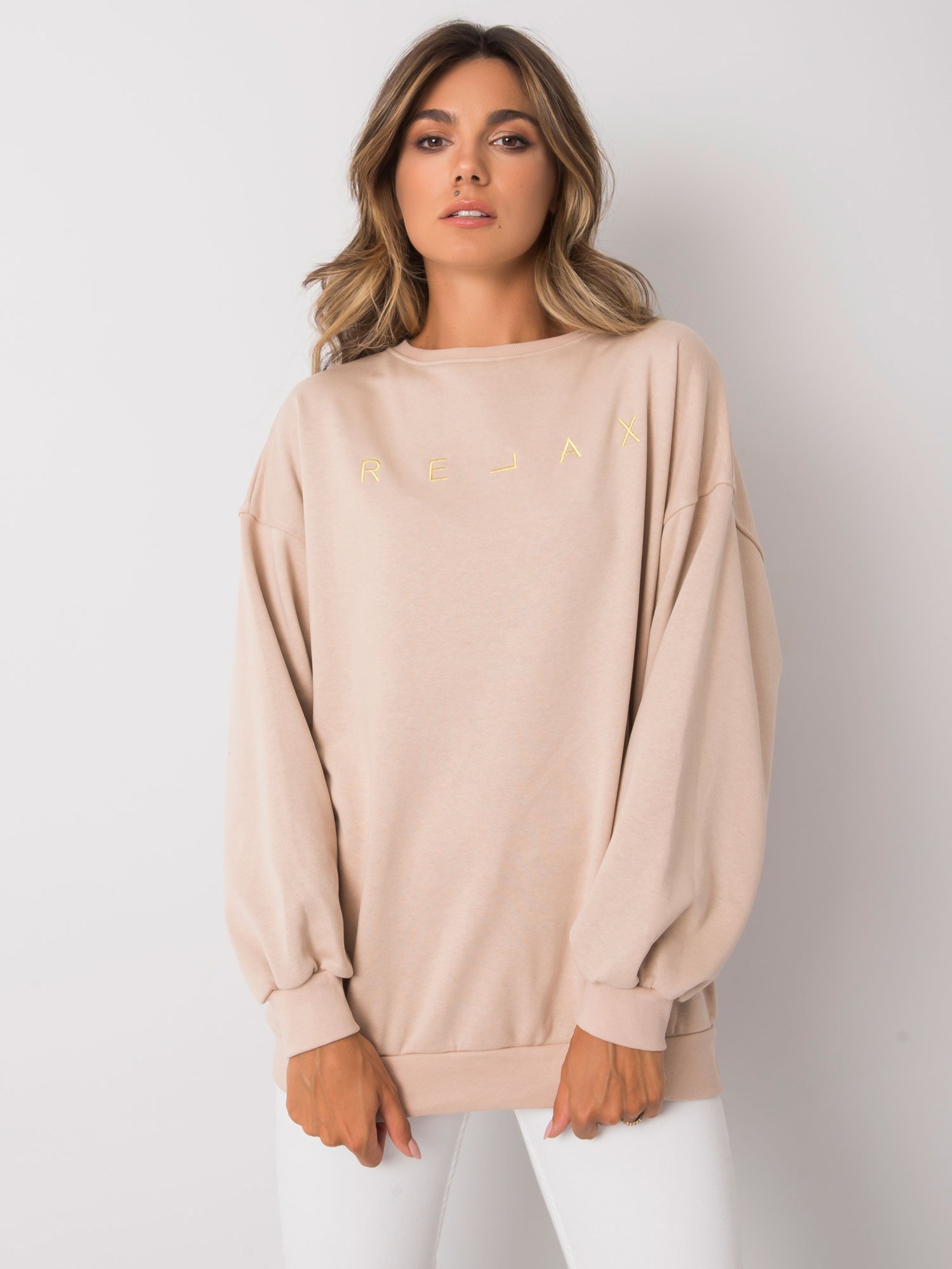 BÉŽOVÁ DÁMSKA MIKINA EM-BL-536 / 2.04-BEIGE Veľkosť: S/M