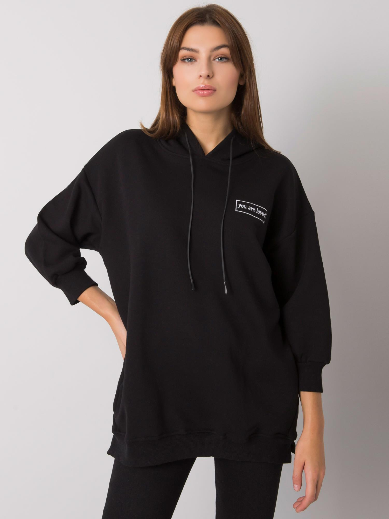 Čierna mikina s kapucňou -RV-BL-6935.18P-black Veľkosť: ONE SIZE