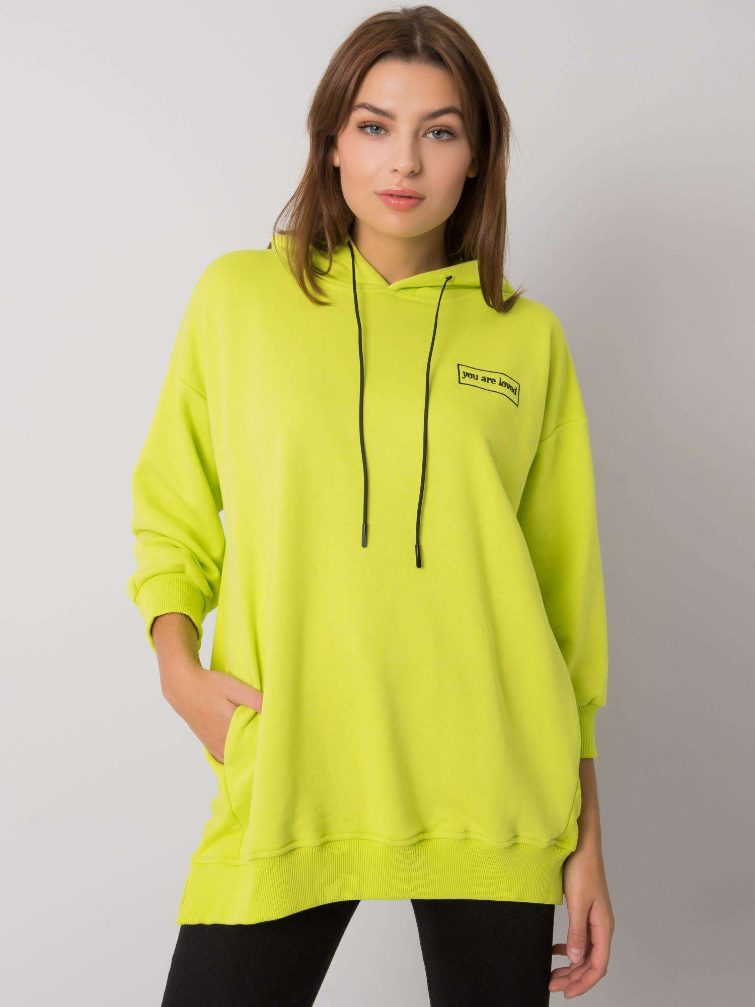 Svetlo zelená mikina s kapucňou -RV-BL-6935.18P-light green Veľkosť: ONE SIZE