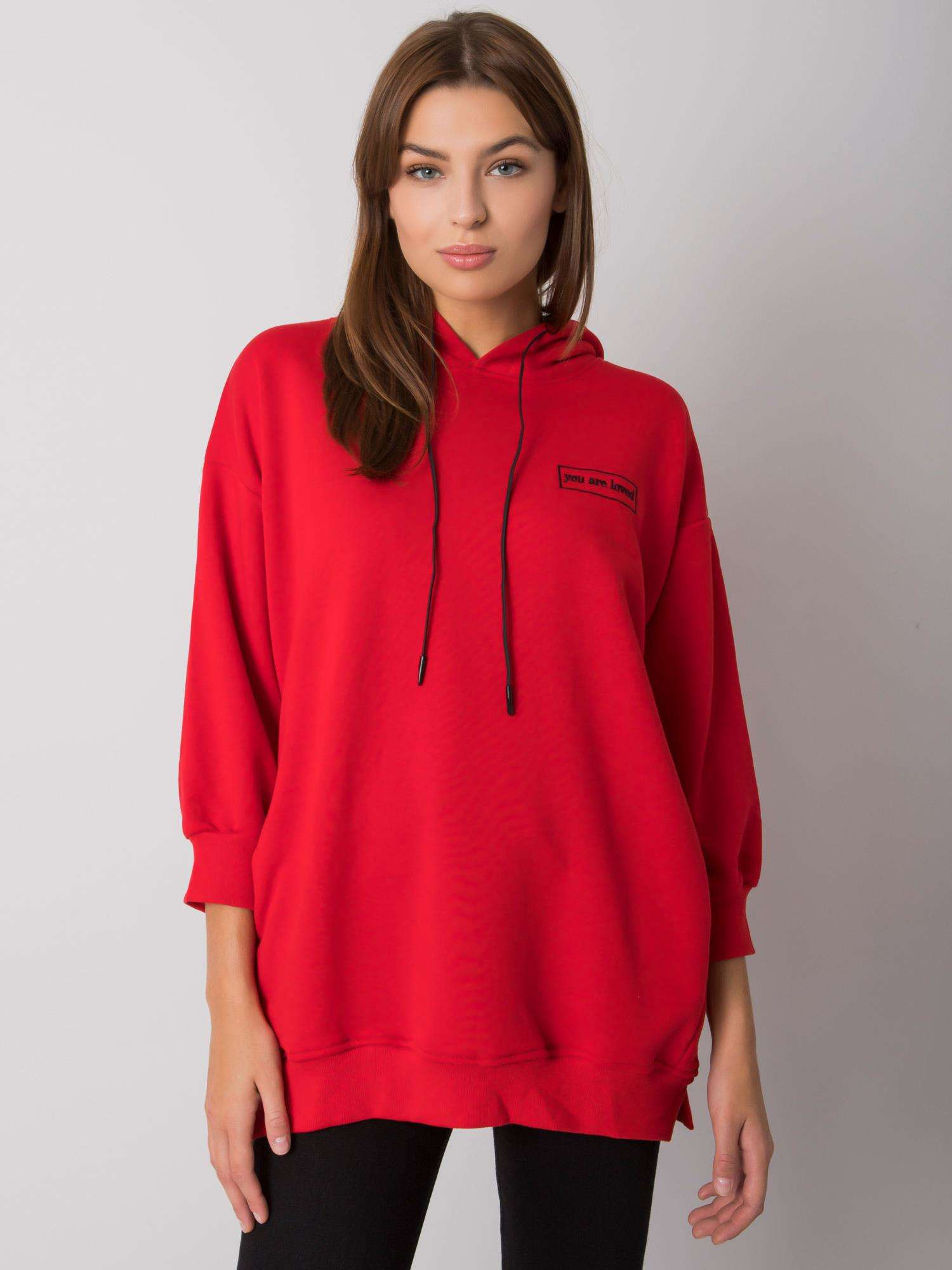 Červená mikina s kapucňou -RV-BL-6935.18P-red Veľkosť: ONE SIZE