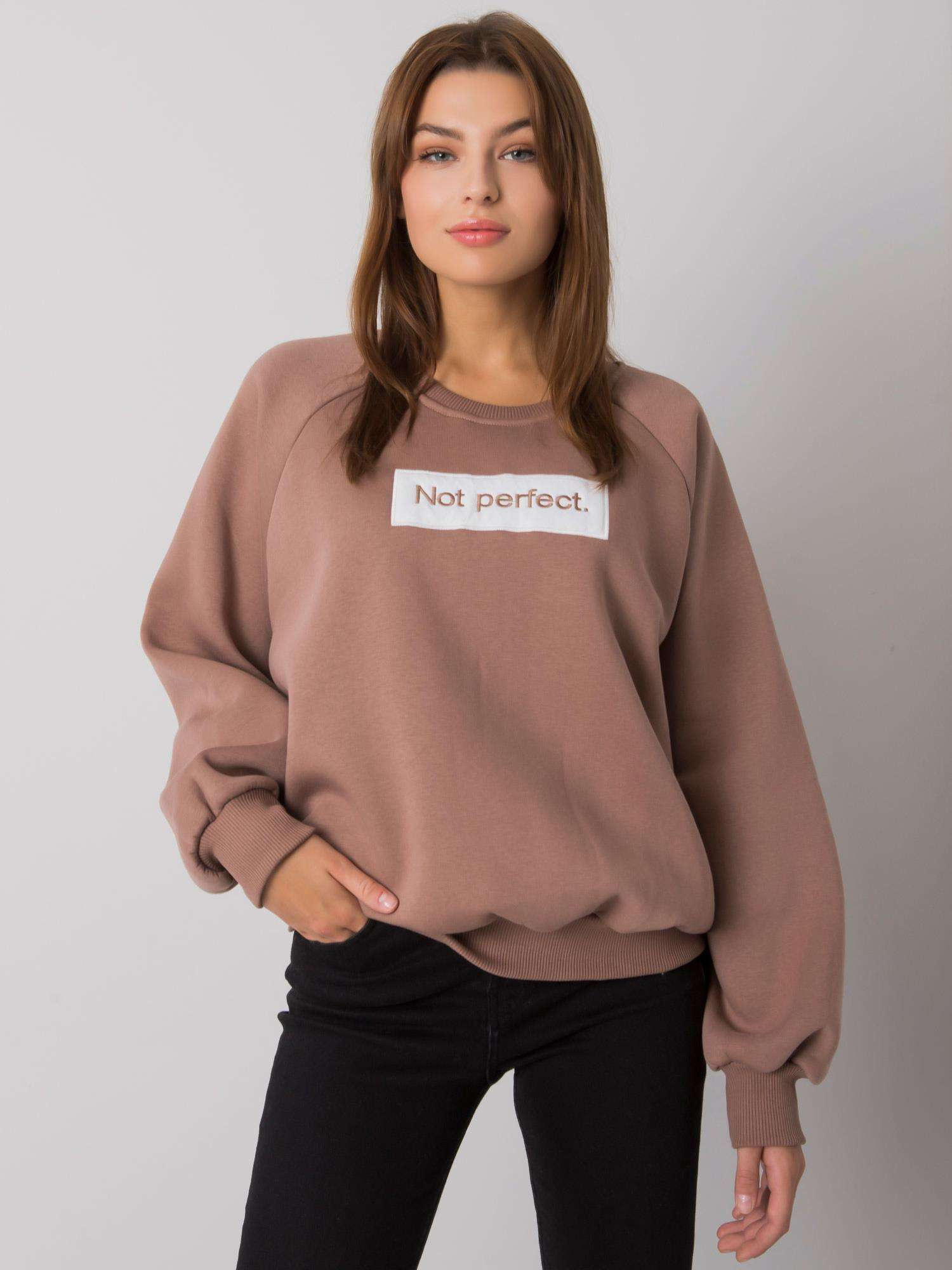 Tmavo béžová mikina s nápisom EM-BL-652.13P-beige Veľkosť: ONE SIZE