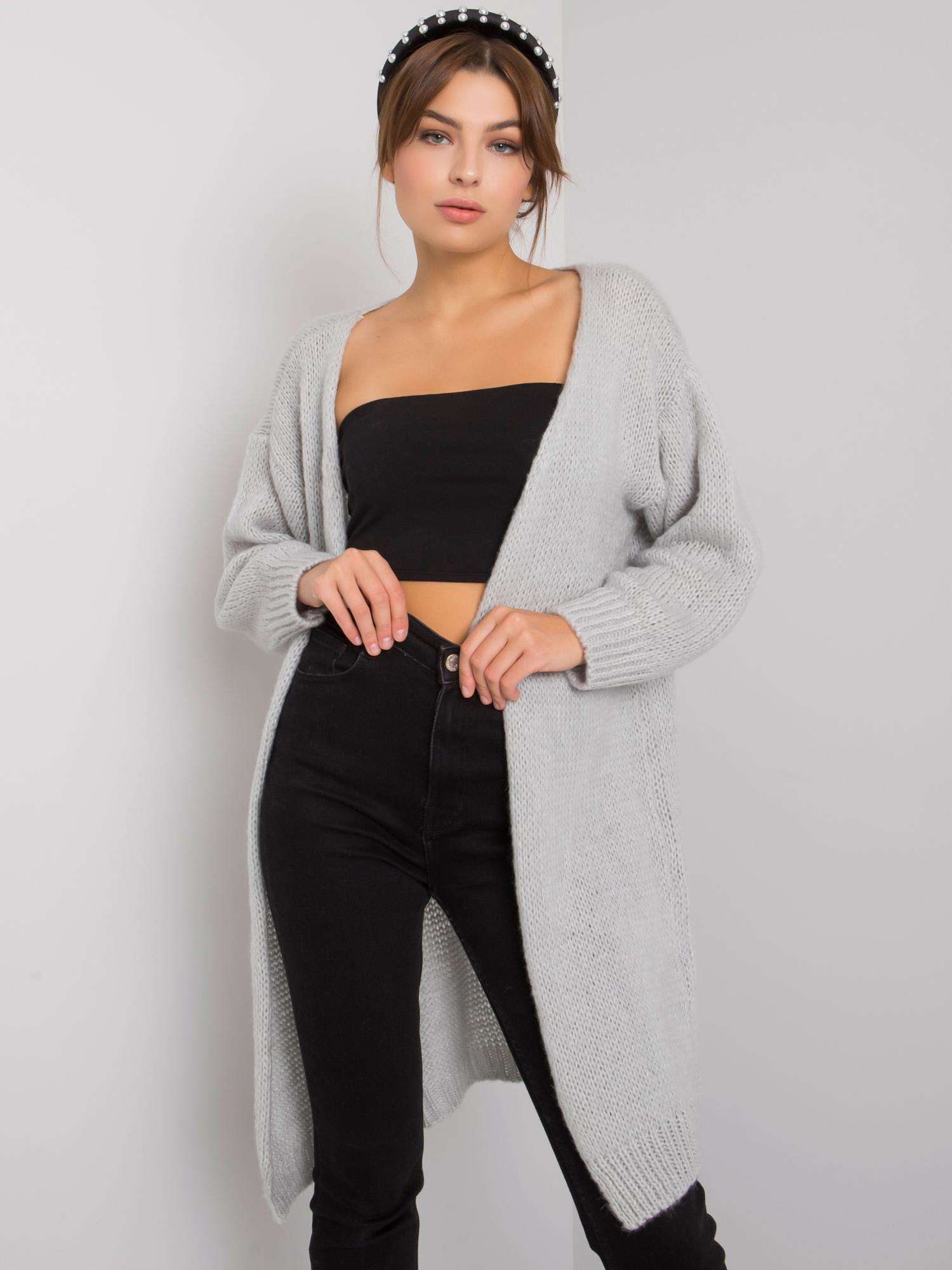 ŠEDÝ DLHÝ KARDIGÁN -TW-SW-BI-2270.22X-GREY Veľkosť: ONE SIZE