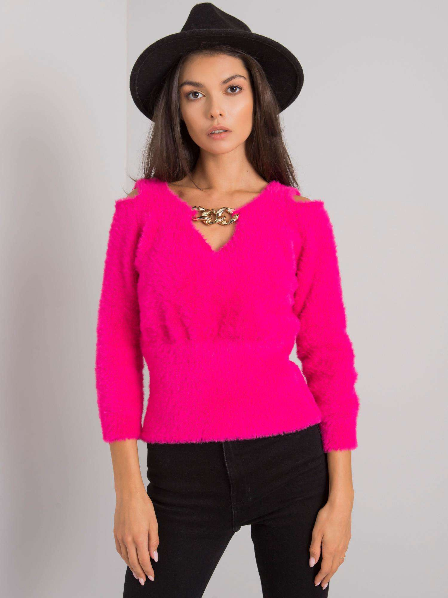 Ružový dámsky sveter LC-SW-7033.27X-fuchsia Veľkosť: ONE SIZE