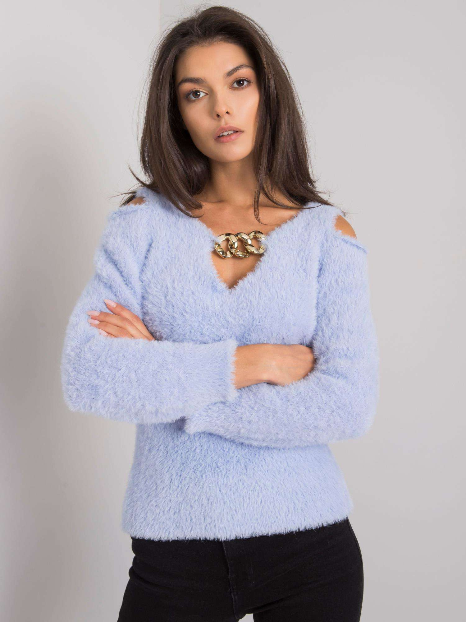 Svetlo modrý dámsky sveter LC-SW-7033.27X-blue Veľkosť: ONE SIZE