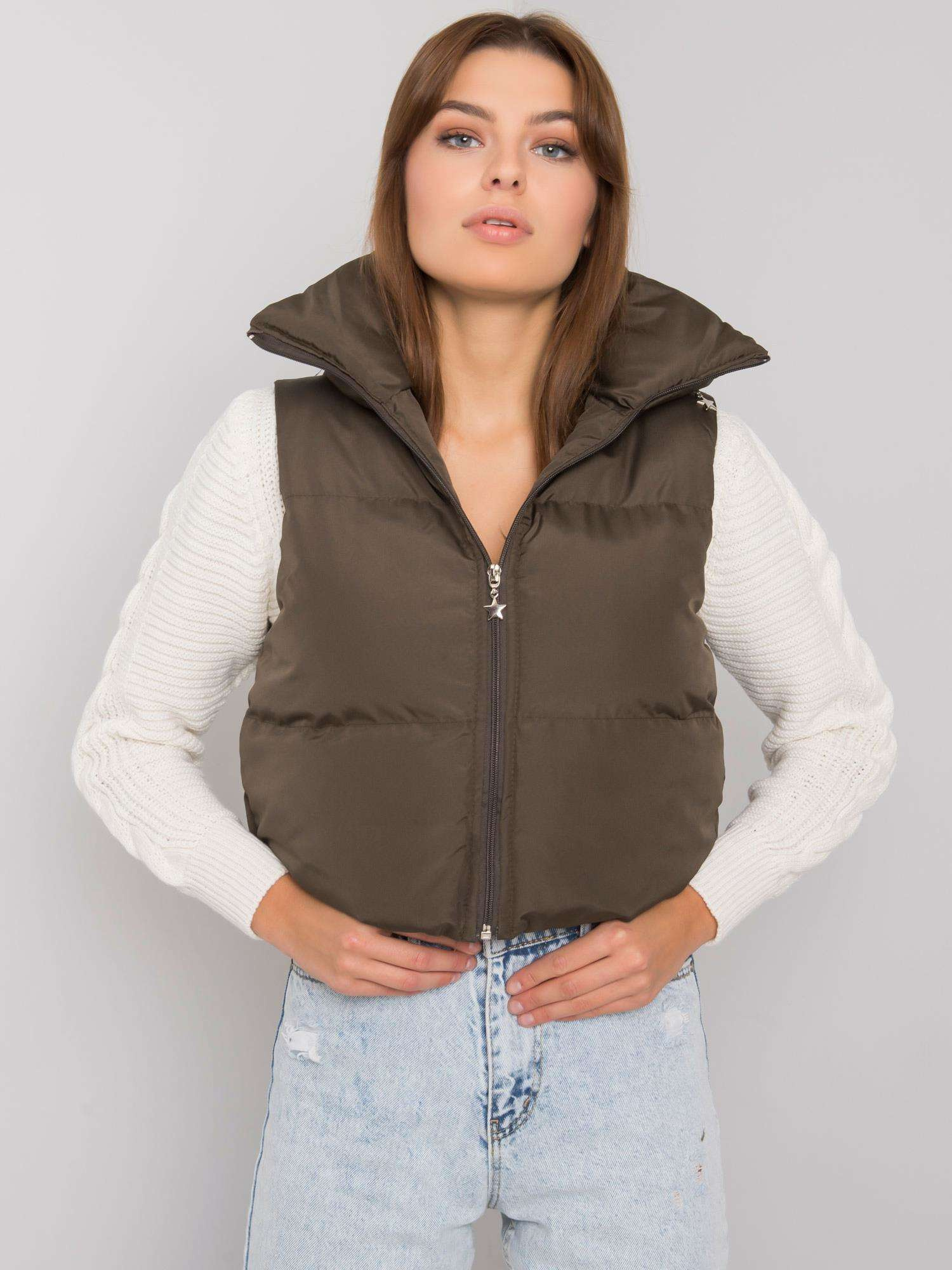 Khaki dámska krátka vesta EM-KZ-898.30-khaki Veľkosť: L/XL
