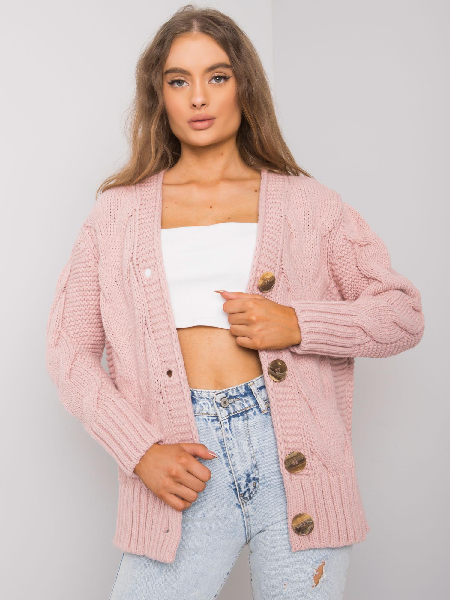 RUŽOVÝ SVETER S COPOVÝM VZOROM LC-SW-A1.28X-PINK Veľkosť: ONE SIZE