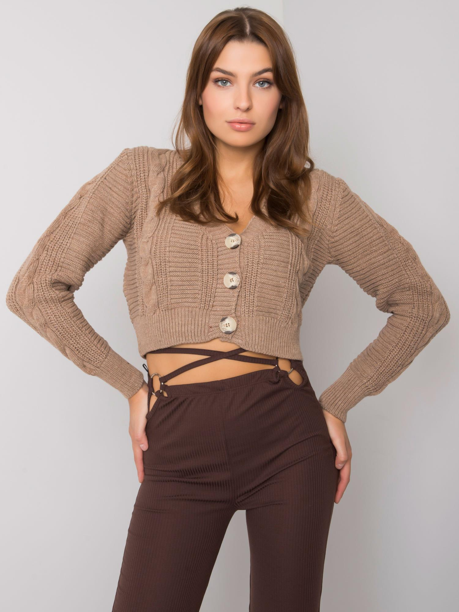 Béžový krátky sveter LC-SW-A4.40X-beige Veľkosť: ONE SIZE