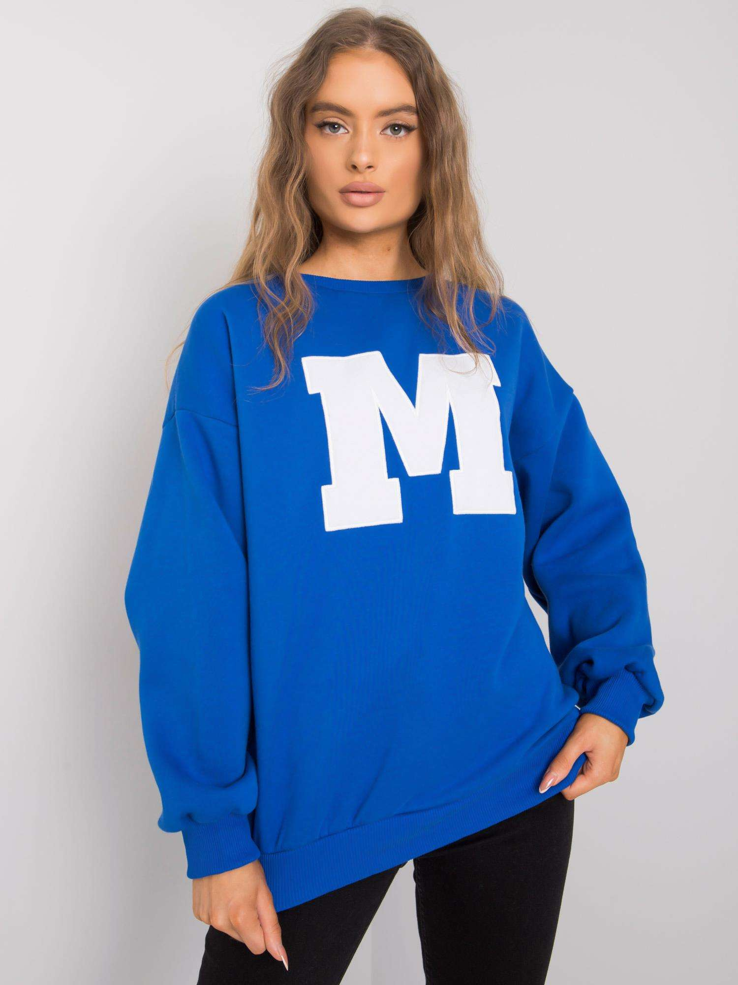 Kobaltová mikina s písmenom M EM-BL-617-1.34X-cobalt Veľkosť: L/XL