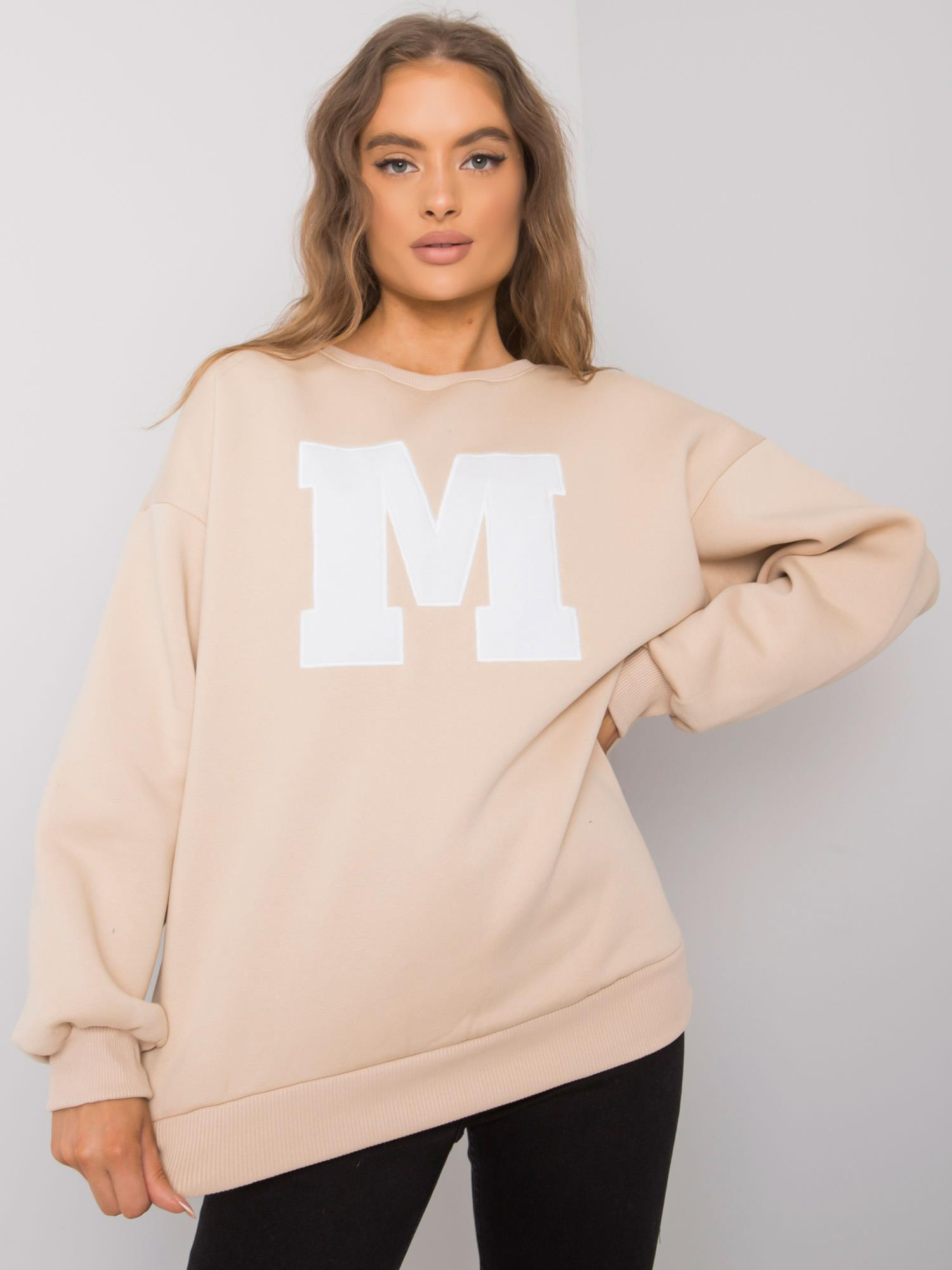 Béžová mikina s písmenom M EM-BL-617-1.34X-ecru Veľkosť: L/XL