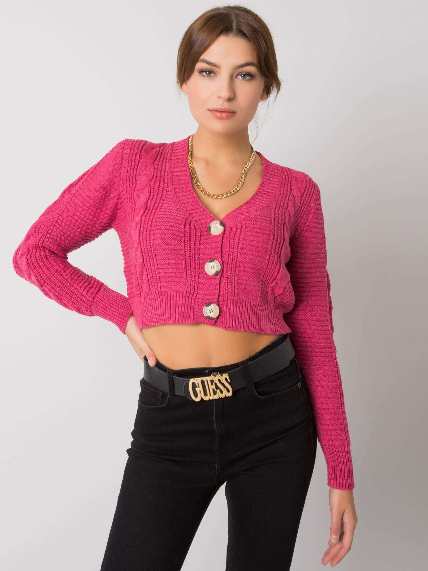 Fuchsiový krátky sveter LC-SW-A4.40X-fuchsia pink Veľkosť: ONE SIZE