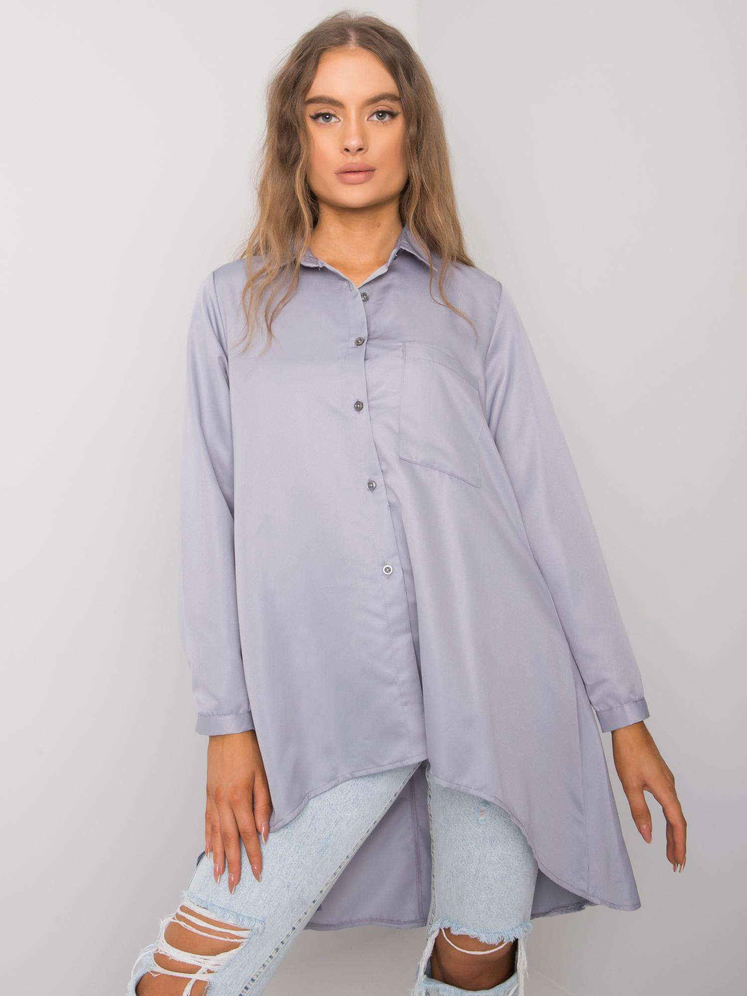 Šedá voľná asymetrická košeľa EM-KS-556.17-grey Veľkosť: L/XL