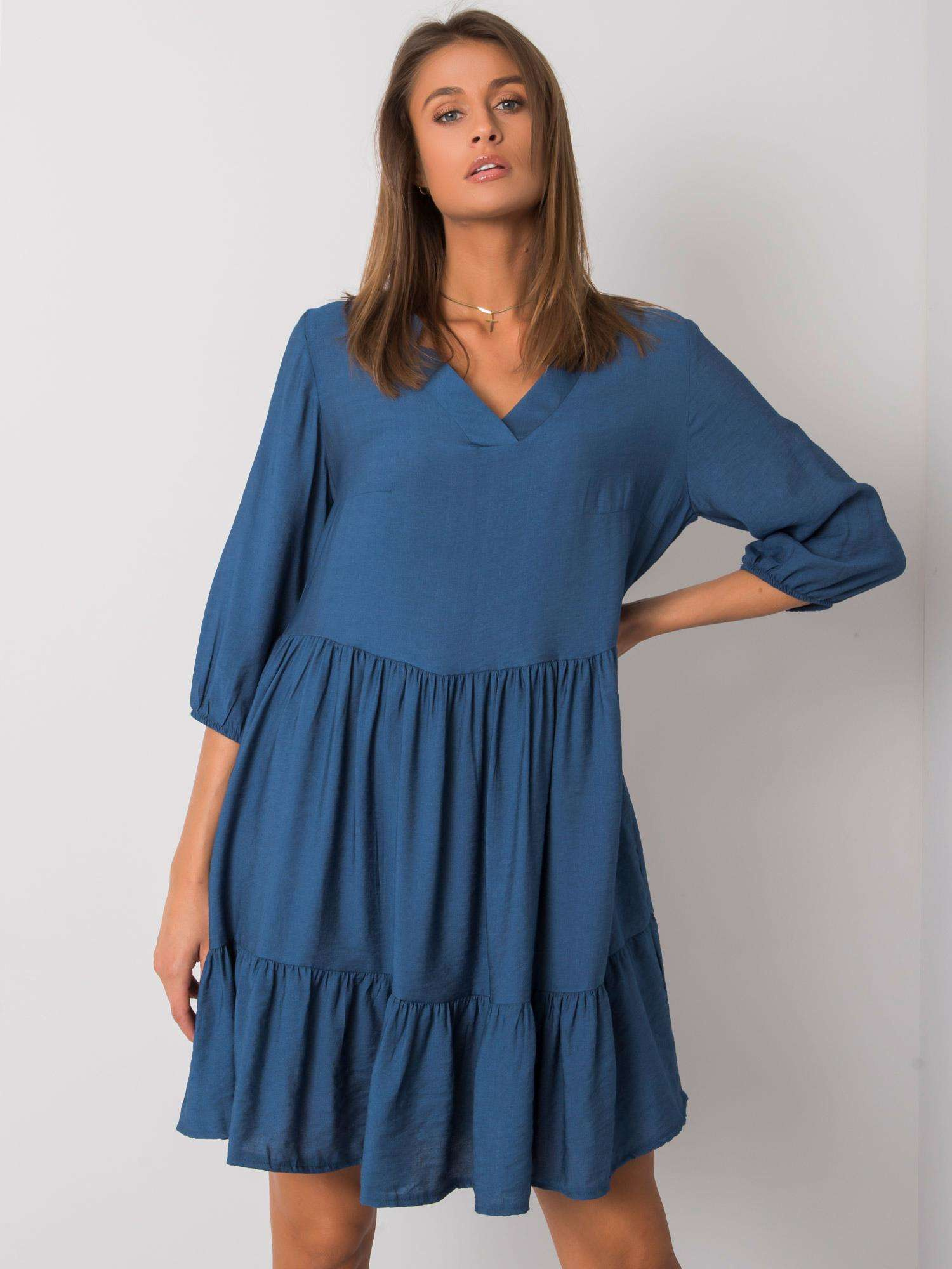 Modré volánové šaty EM-SK-004.06-blue Veľkosť: L/XL