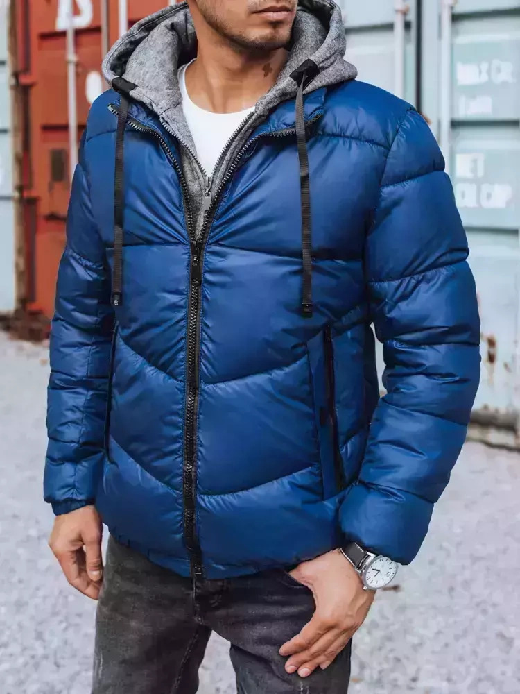 Modrá lesklá pánska zimná bunda TX3827 Veľkosť: 2XL