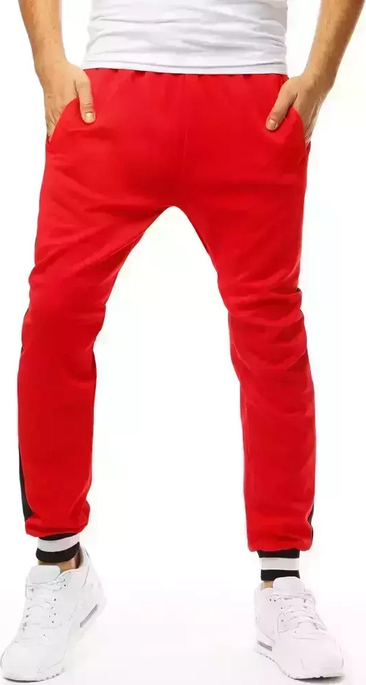 Červené pánske tepláky s čiernym pruhom UX3359 Veľkosť: M