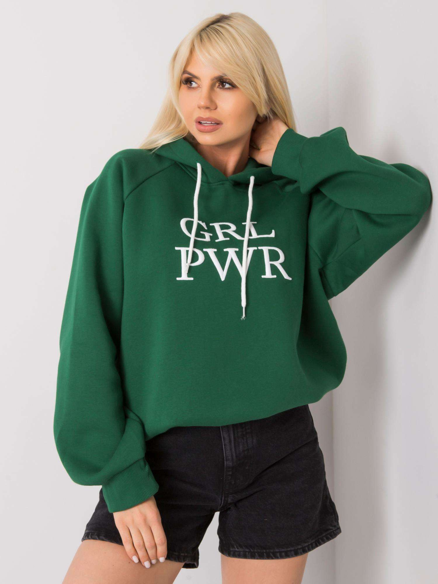 Zelená dámska mikina s nápisom -em-BL-651 / 3.39X-green Veľkosť: S/M