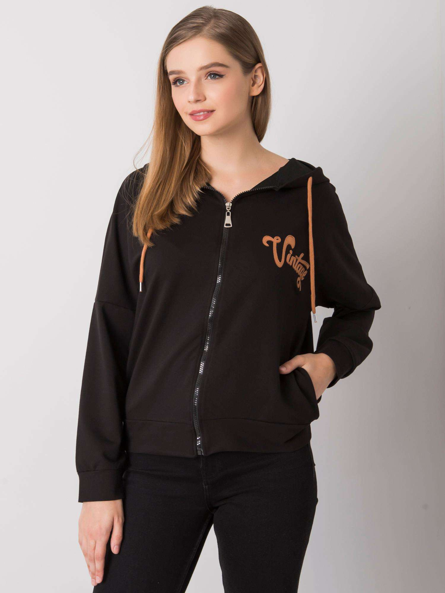 Čierna mikina na zips FA-BL-7239.23X-black Veľkosť: ONE SIZE