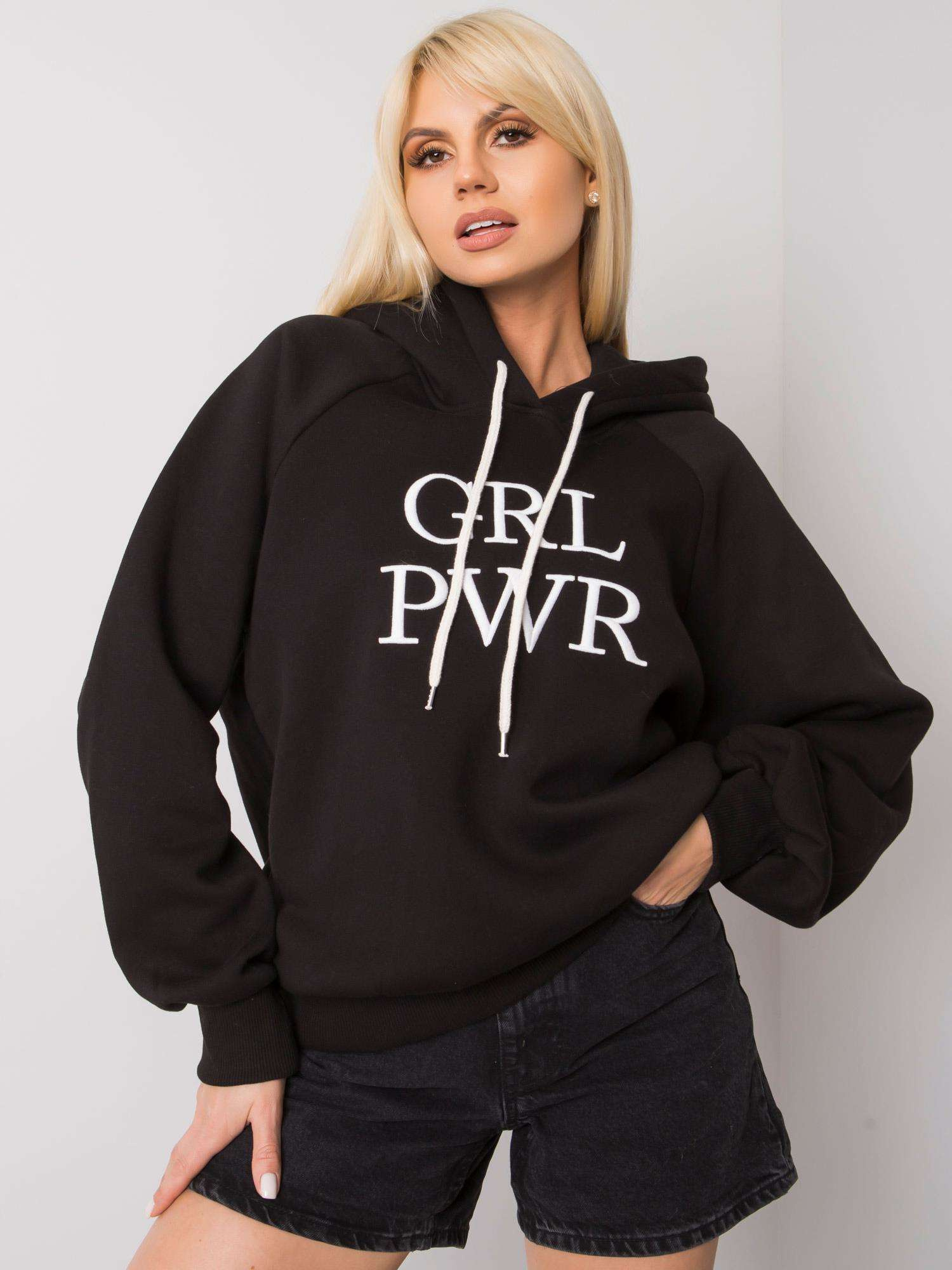 Čierna dámska mikina s nápisom EM-BL-651 / 3.39X-black Veľkosť: S/M