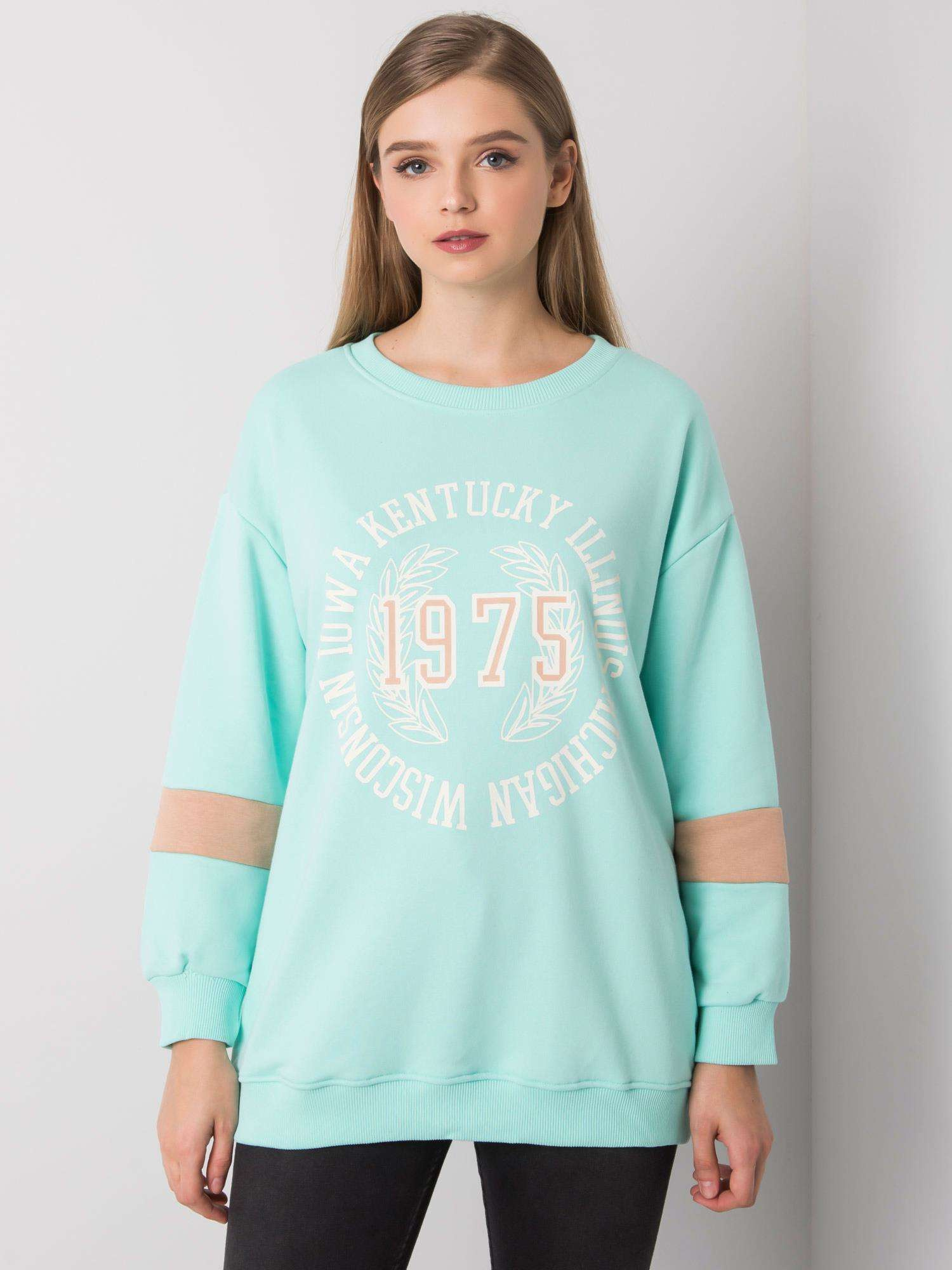 Mentolová dámska mikina s potlačou -FA-BL-7231.33X-mint Veľkosť: ONE SIZE