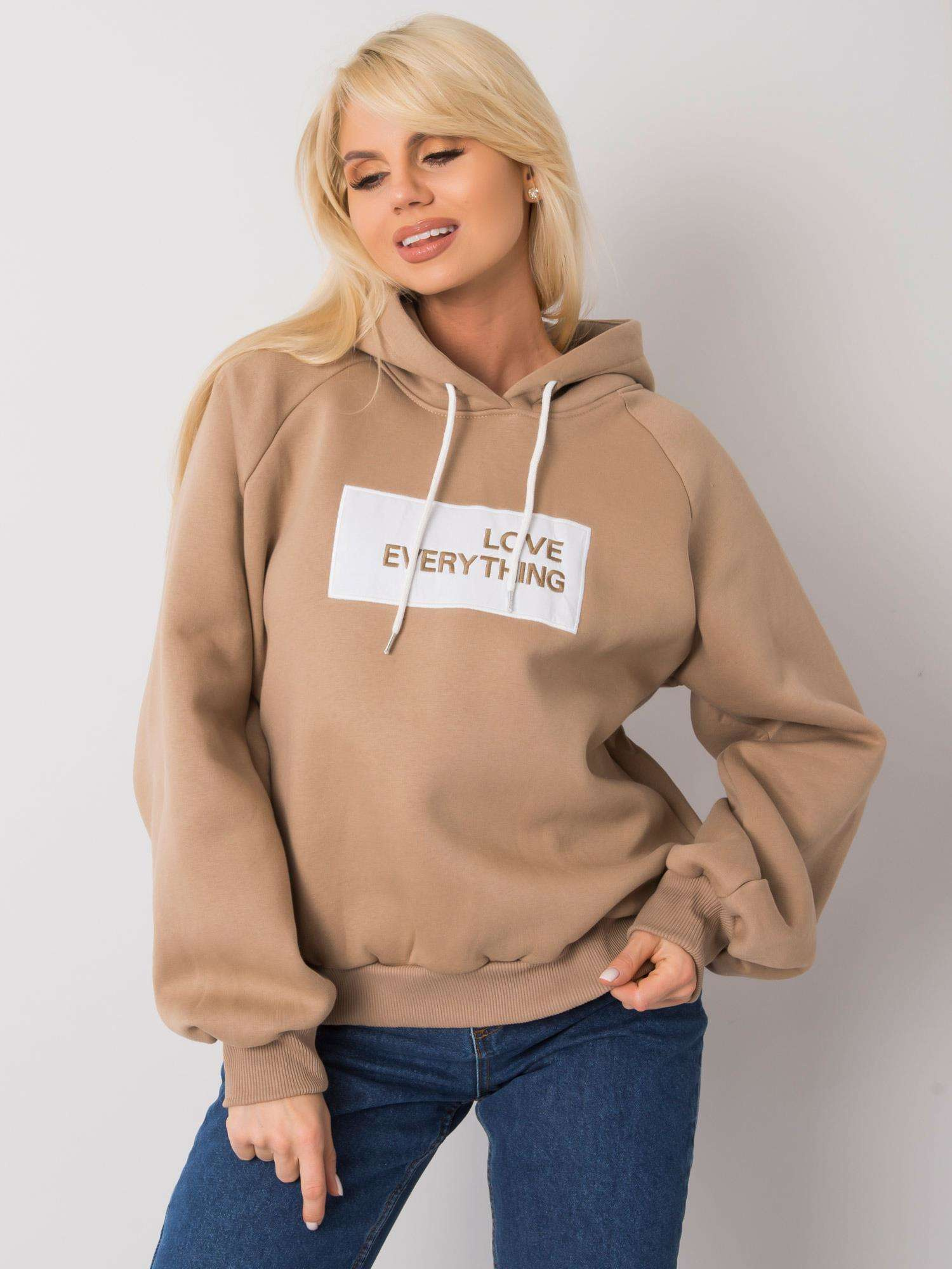 Béžová mikina s kapucňou -em-BL-651 / 2.41X-dark beige Veľkosť: L/XL