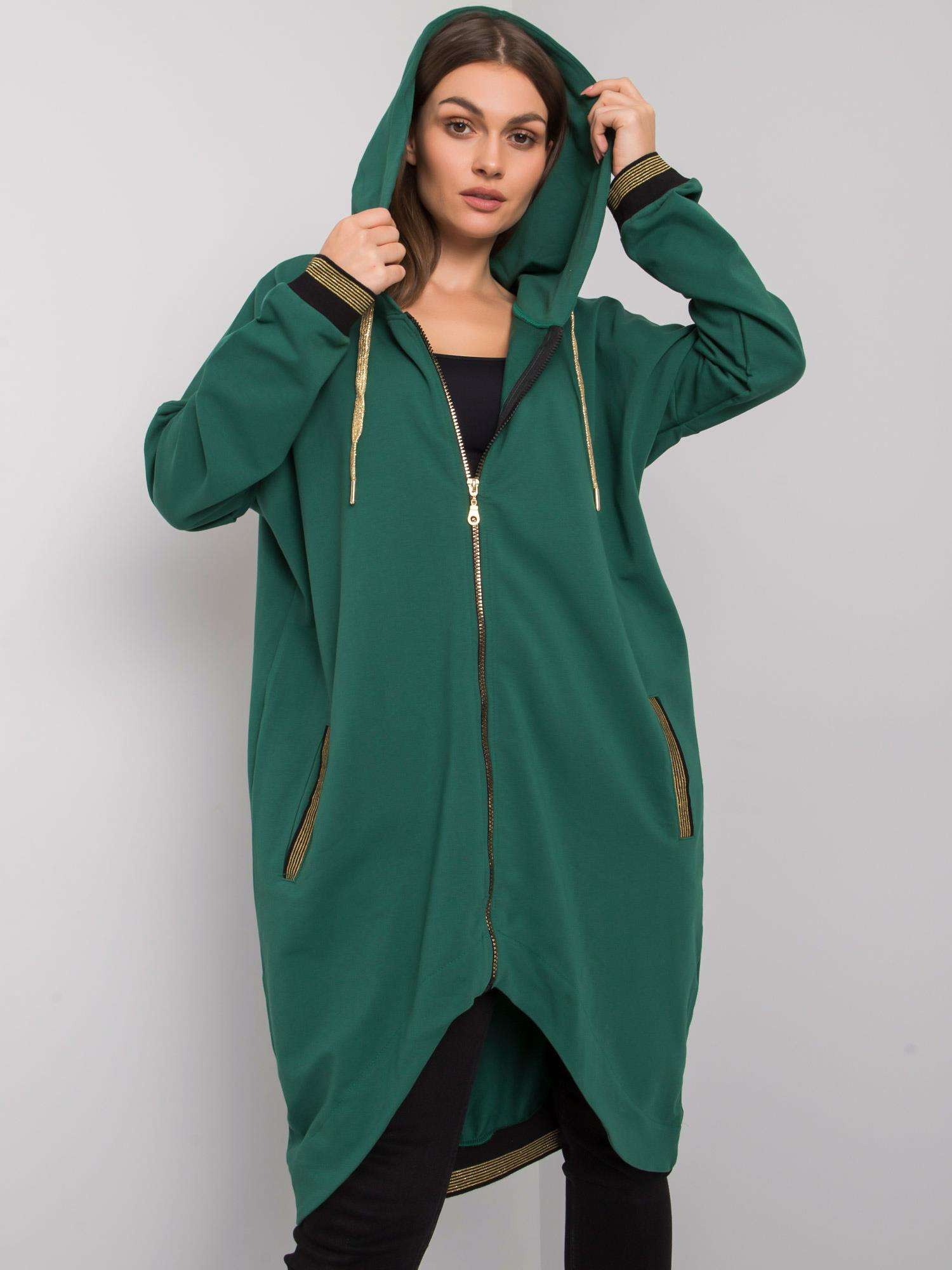Tmavo zelená dlhá mikina na zips RV-BL-6791.48-dark green Veľkosť: S/M