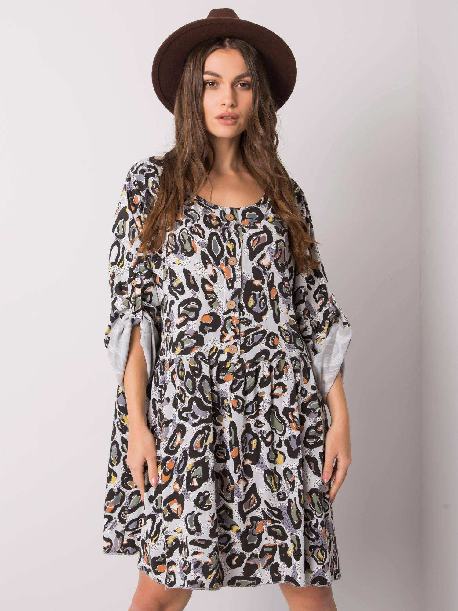 Šedé vzorované šaty DHJ-SK-21464.99-grey Veľkosť: ONE SIZE