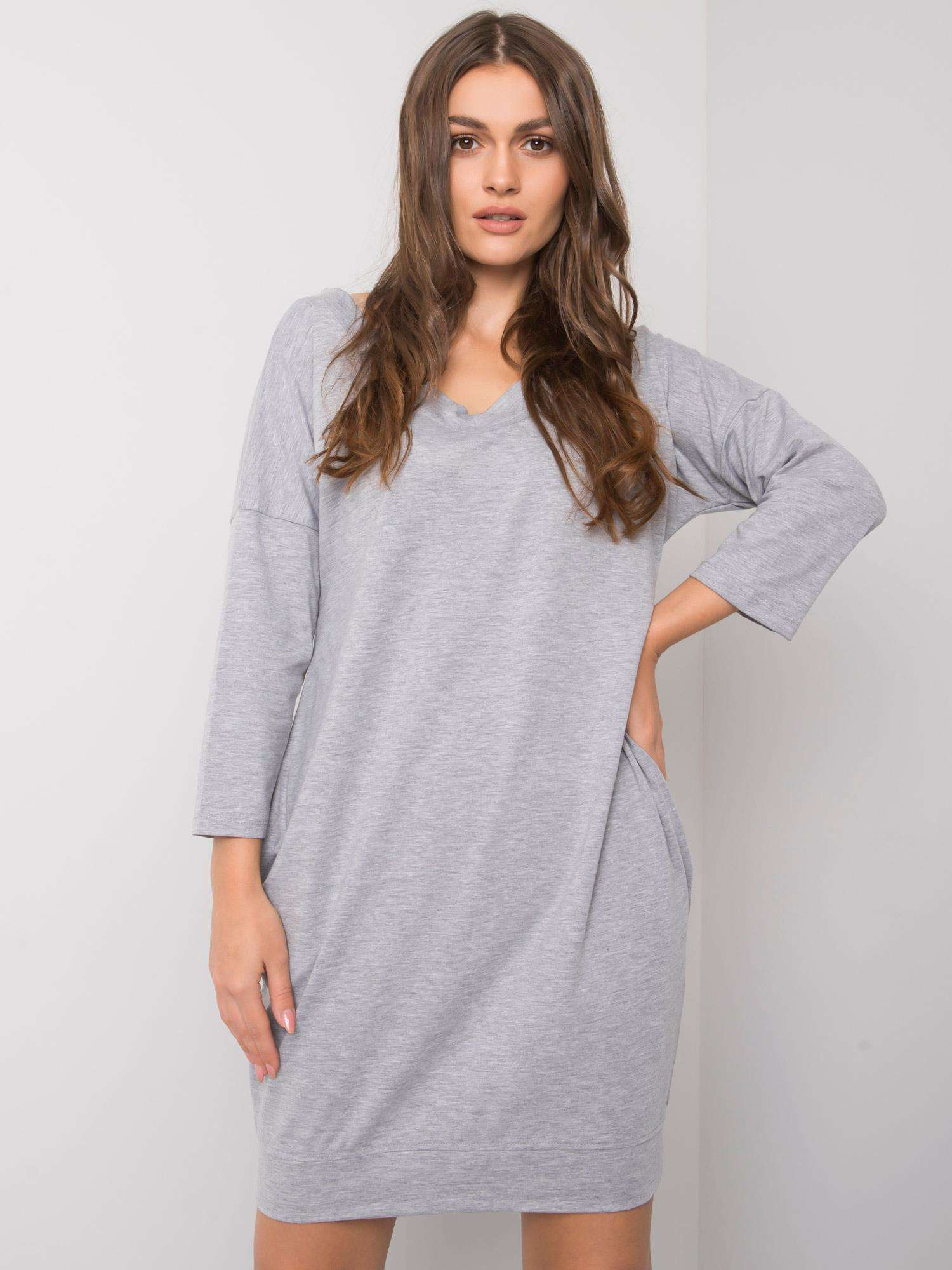 Šedé mikinové šaty -RV-SK-6838.43-grey Veľkosť: S/M