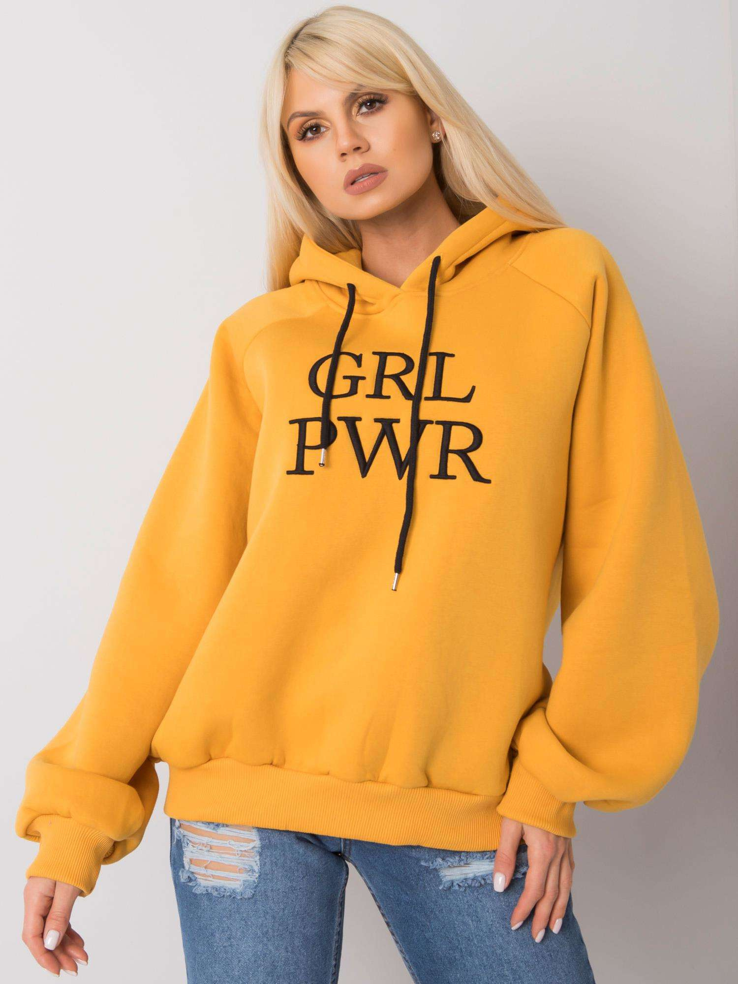 Žltá dámska mikina s nápisom EM-BL-651 / 3.39X-yellow Veľkosť: L/XL