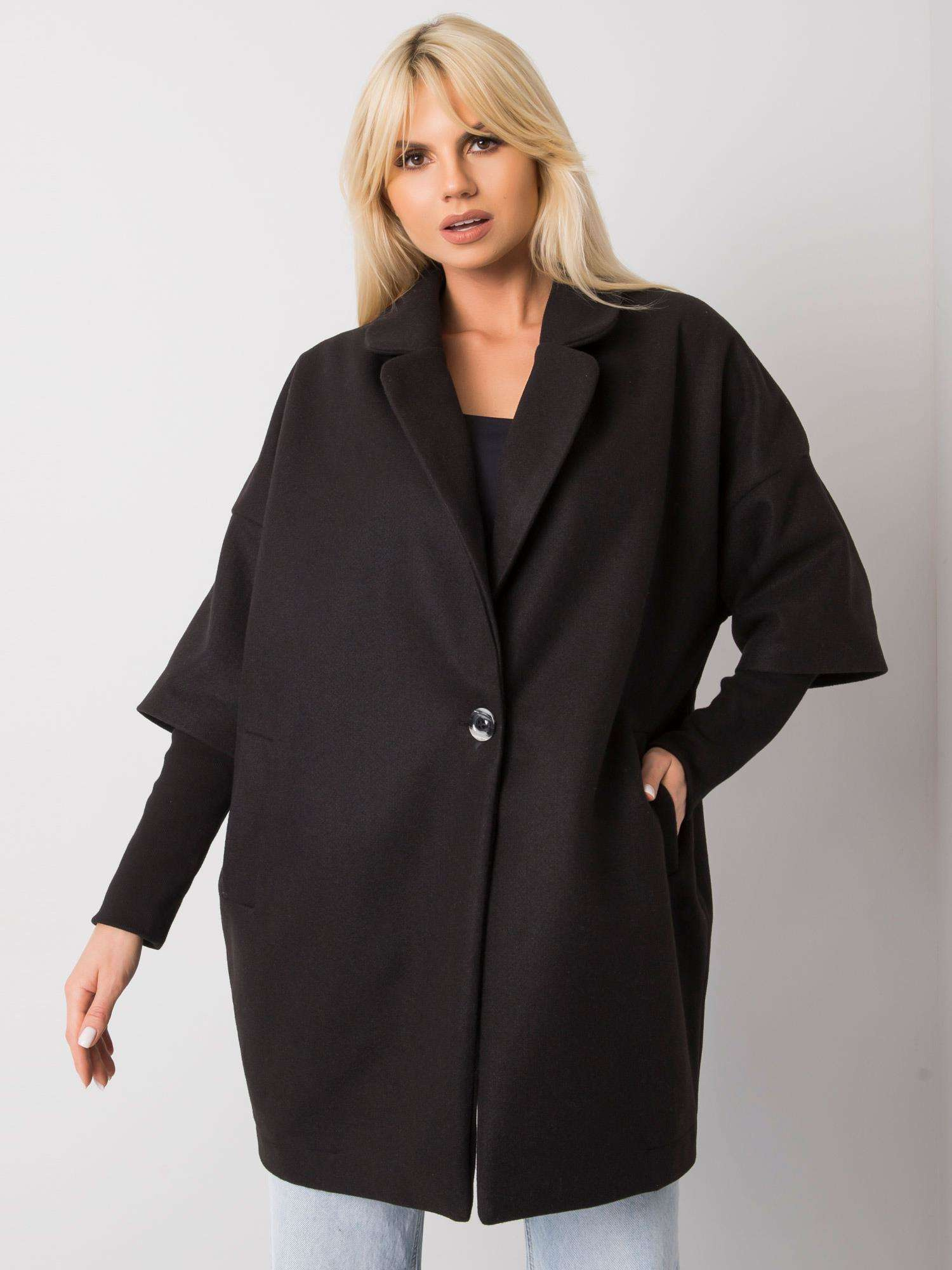 Čierny dámsky oversize kabát CHA-PL-0409.30X-black Veľkosť: S/M