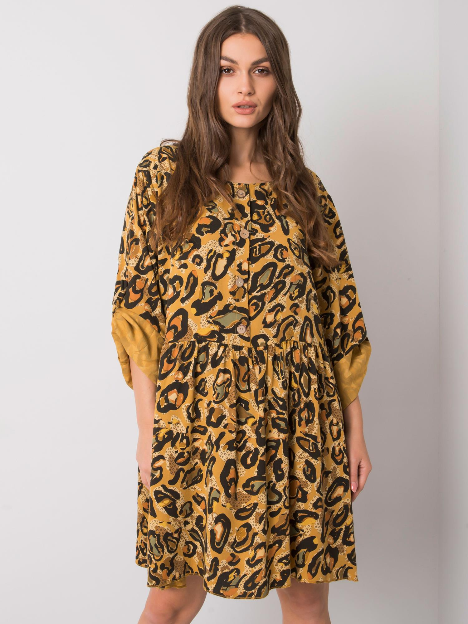 Žlté vzorované šaty DHJ-SK-21464.99-yellow Veľkosť: ONE SIZE