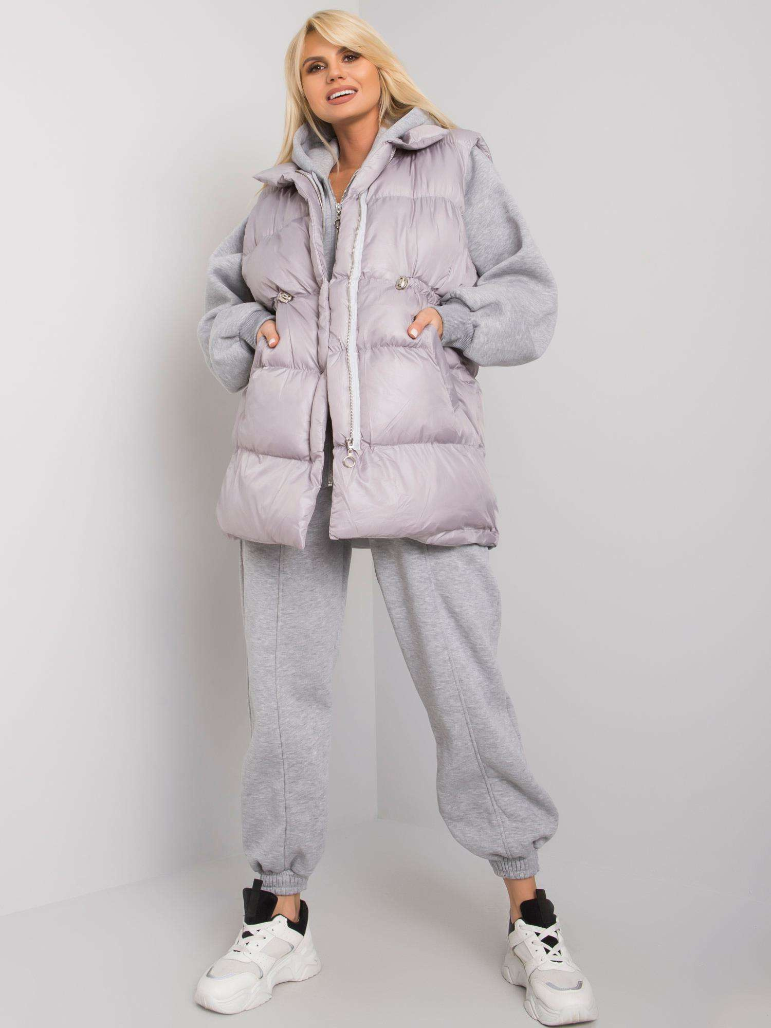 Šedá tepláková súprava s vestou -em-KMPL-540.24X-grey Veľkosť: S/M