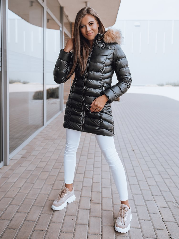 Čierna dámska prešívaná zimná bunda TY2079 Veľkosť: XL