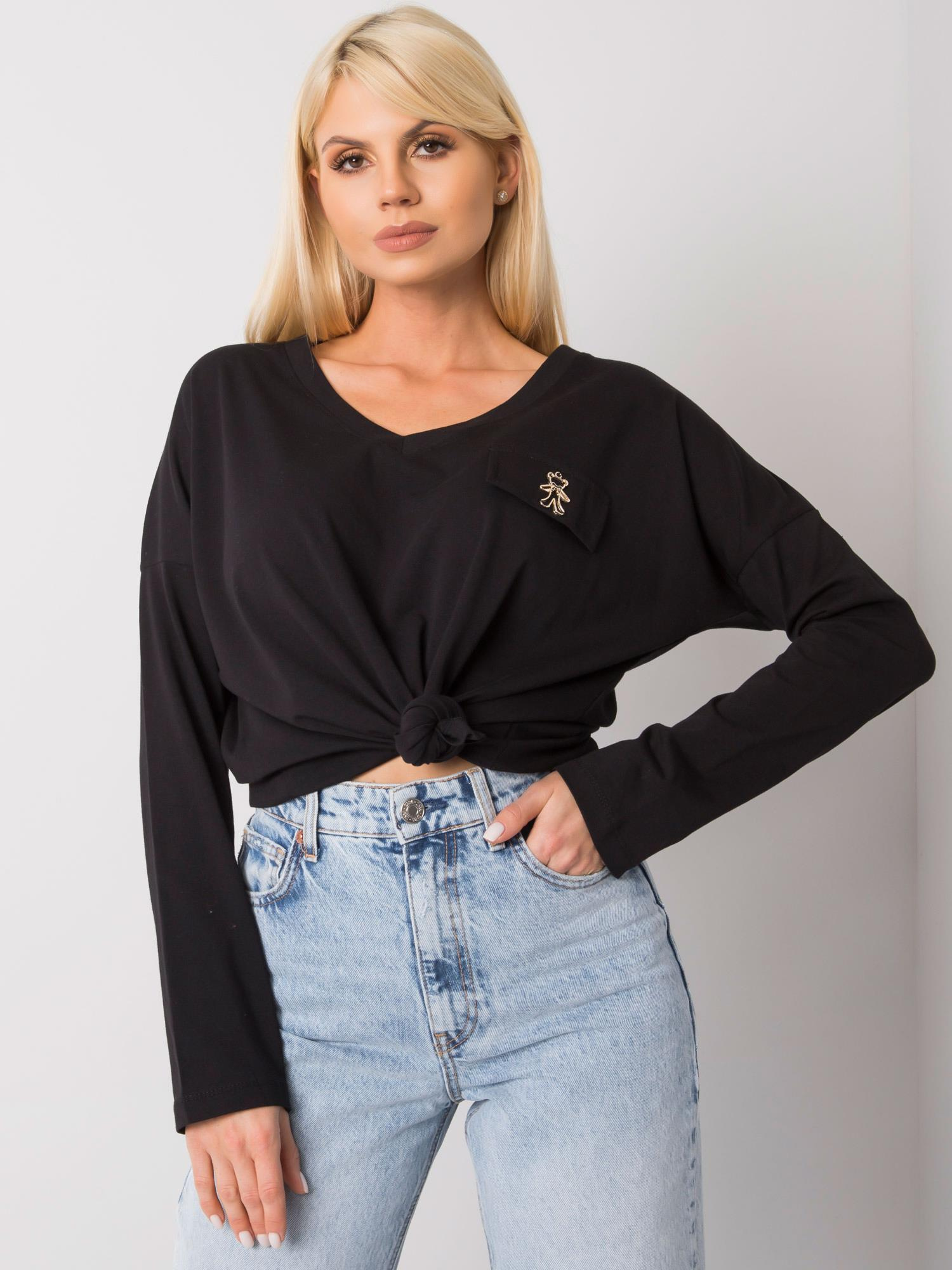 Čierne dámske tričko s dlhými rukávmi FA-BZ-7384.29X-black Veľkosť: ONE SIZE