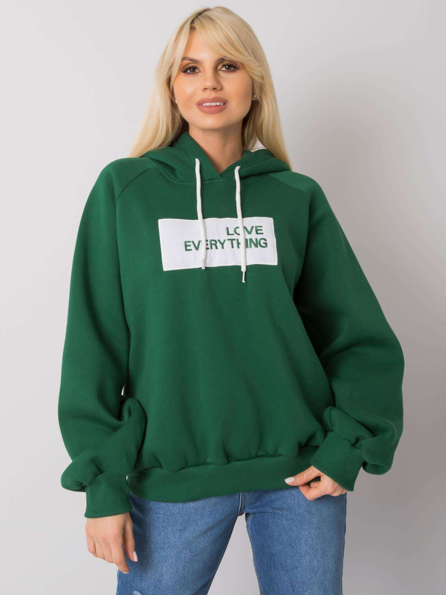 Tmavo zelená dámska mikina s nápisom EM-BL-651 / 2.41X-green Veľkosť: L/XL