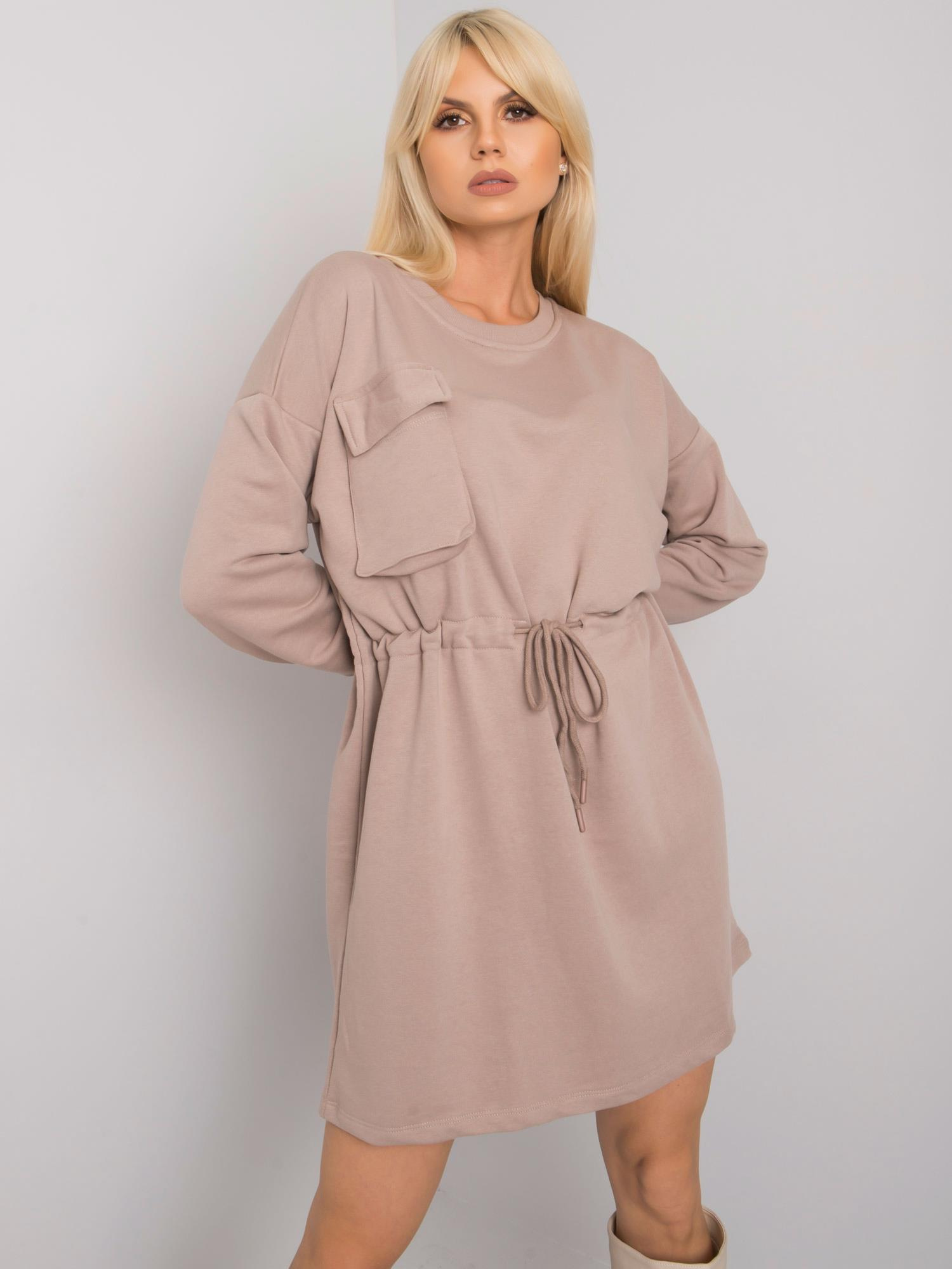 Béžové dámske mikinové šaty RV-SK-7011.27X-beige Veľkosť: L/XL