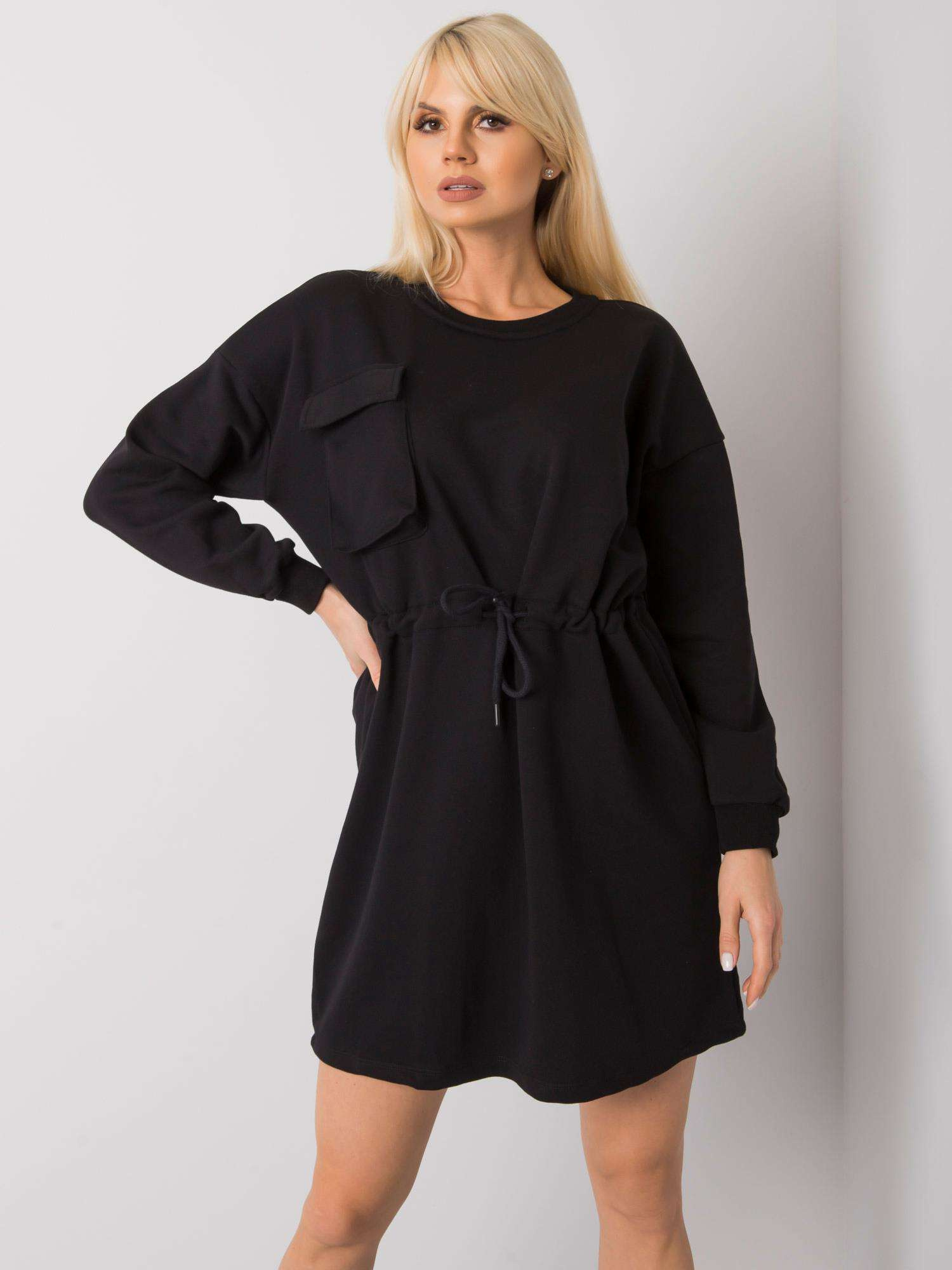 Čierne dámske mikinové šaty RV-SK-7011.27X-black Veľkosť: S/M