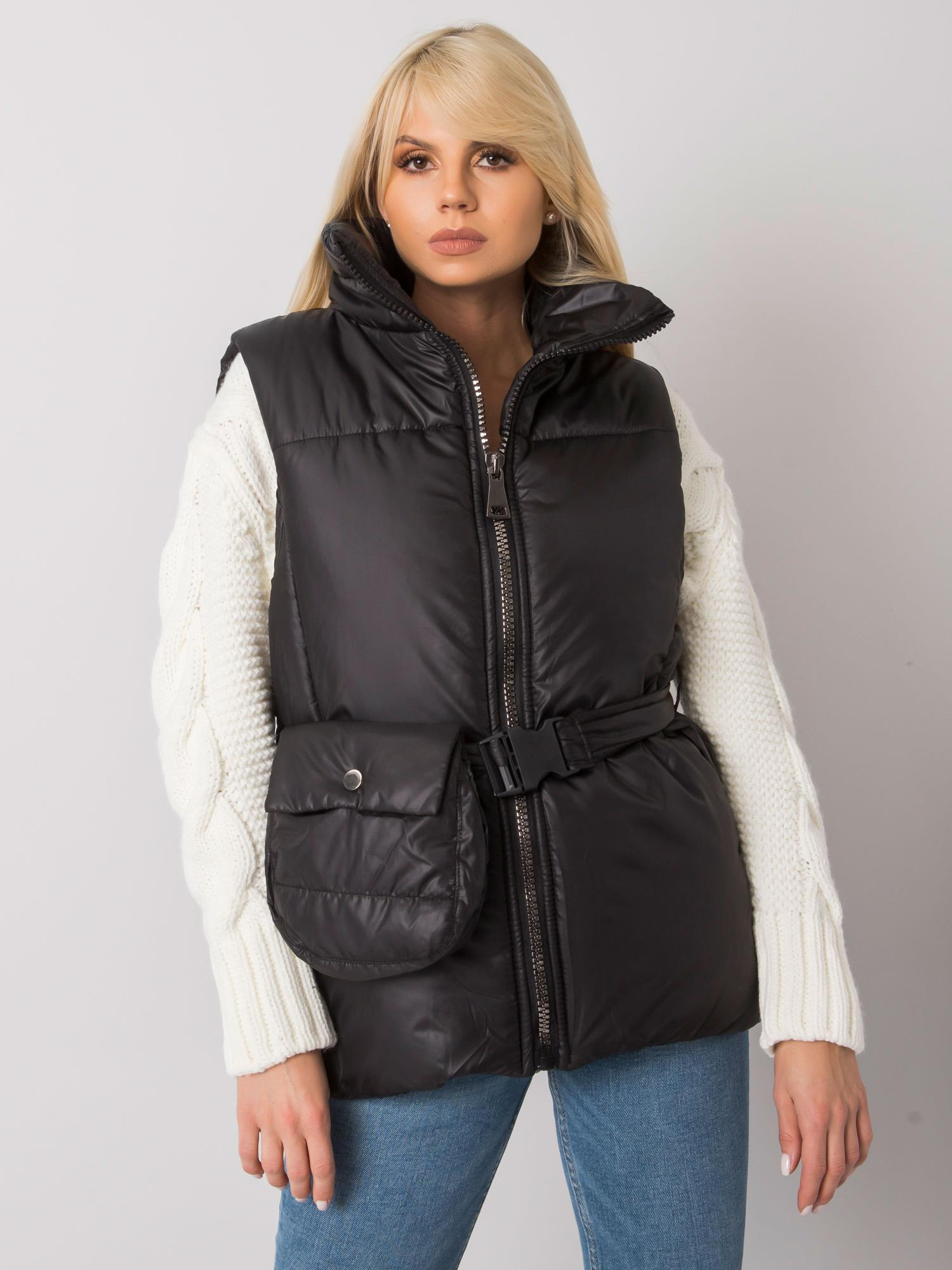 Čierna dámska vesta s pásikom EM-KZ-611.40X-black Veľkosť: S/M