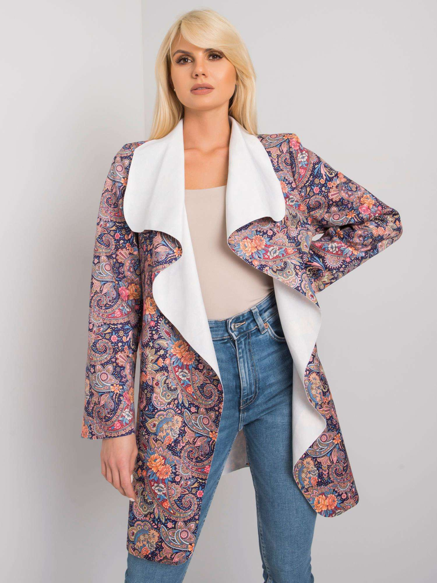Fialový dámsky vzorovaný kabát DHJ-PL-6022A.26X-purple Veľkosť: ONE SIZE