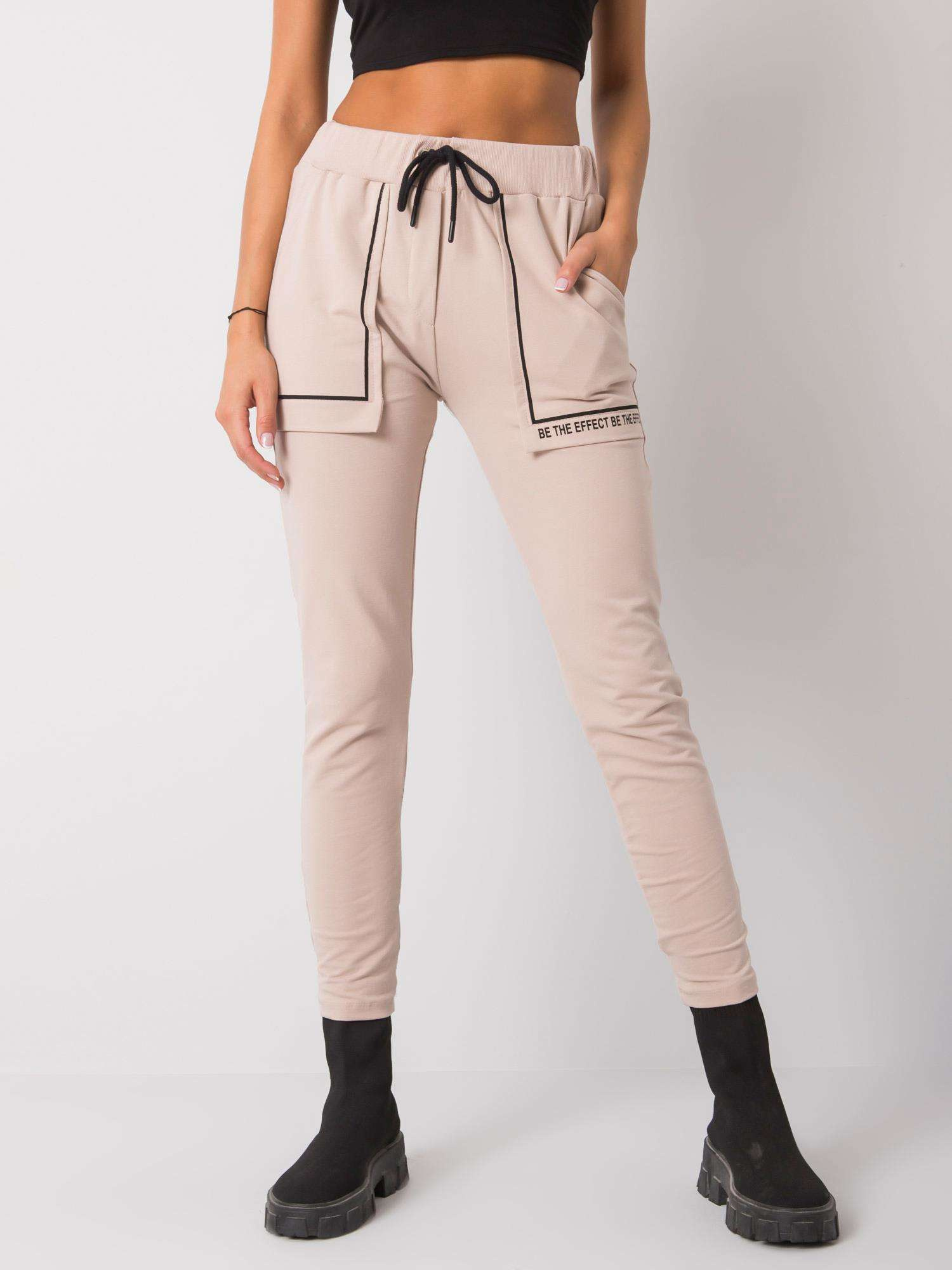 Béžové bavlnené tepláky RV-DR-7035.70-beige Veľkosť: S