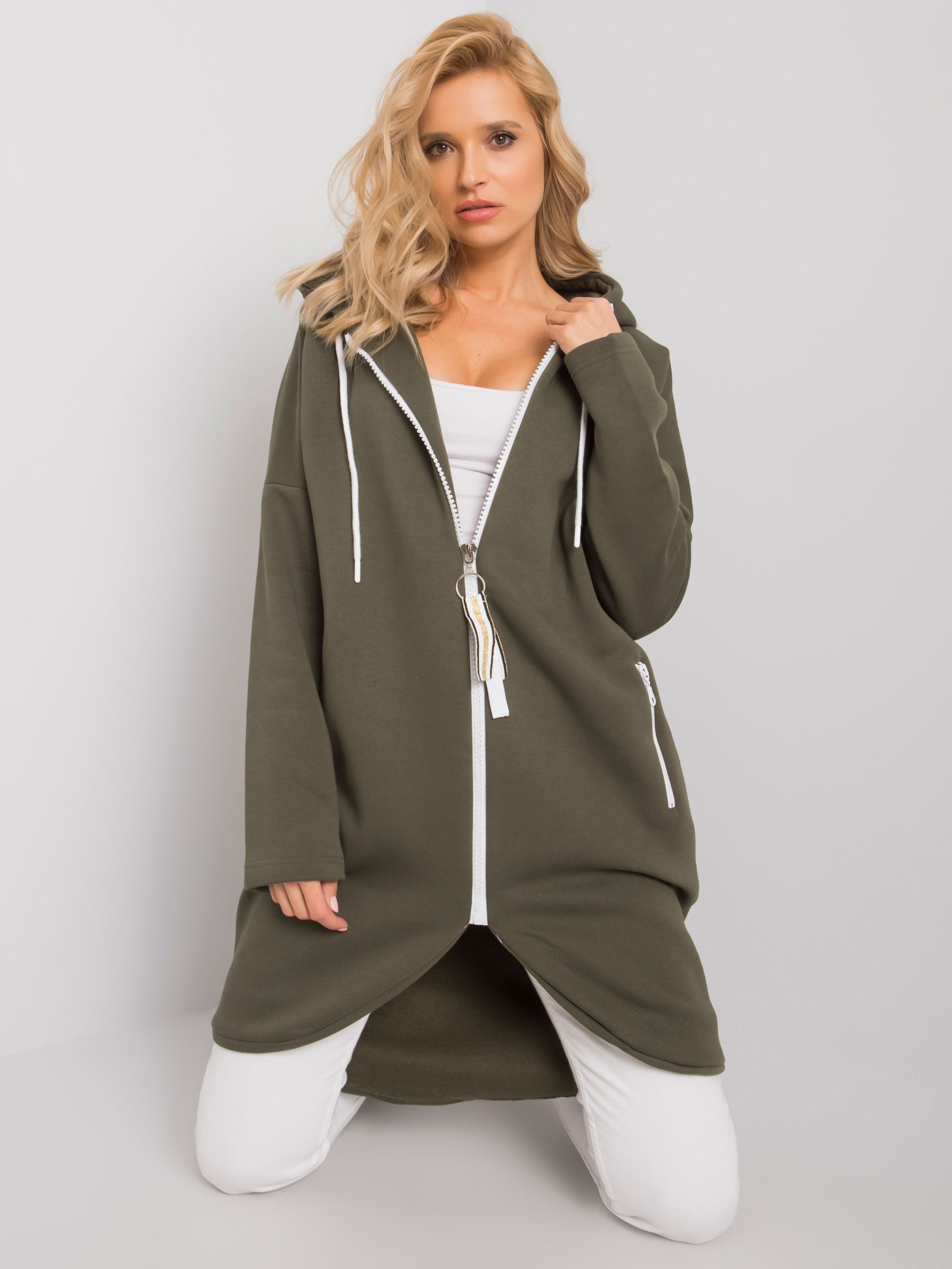 Khaki dámska dlhá mikina RV-BL-4742.20P-khaki Veľkosť: S/M