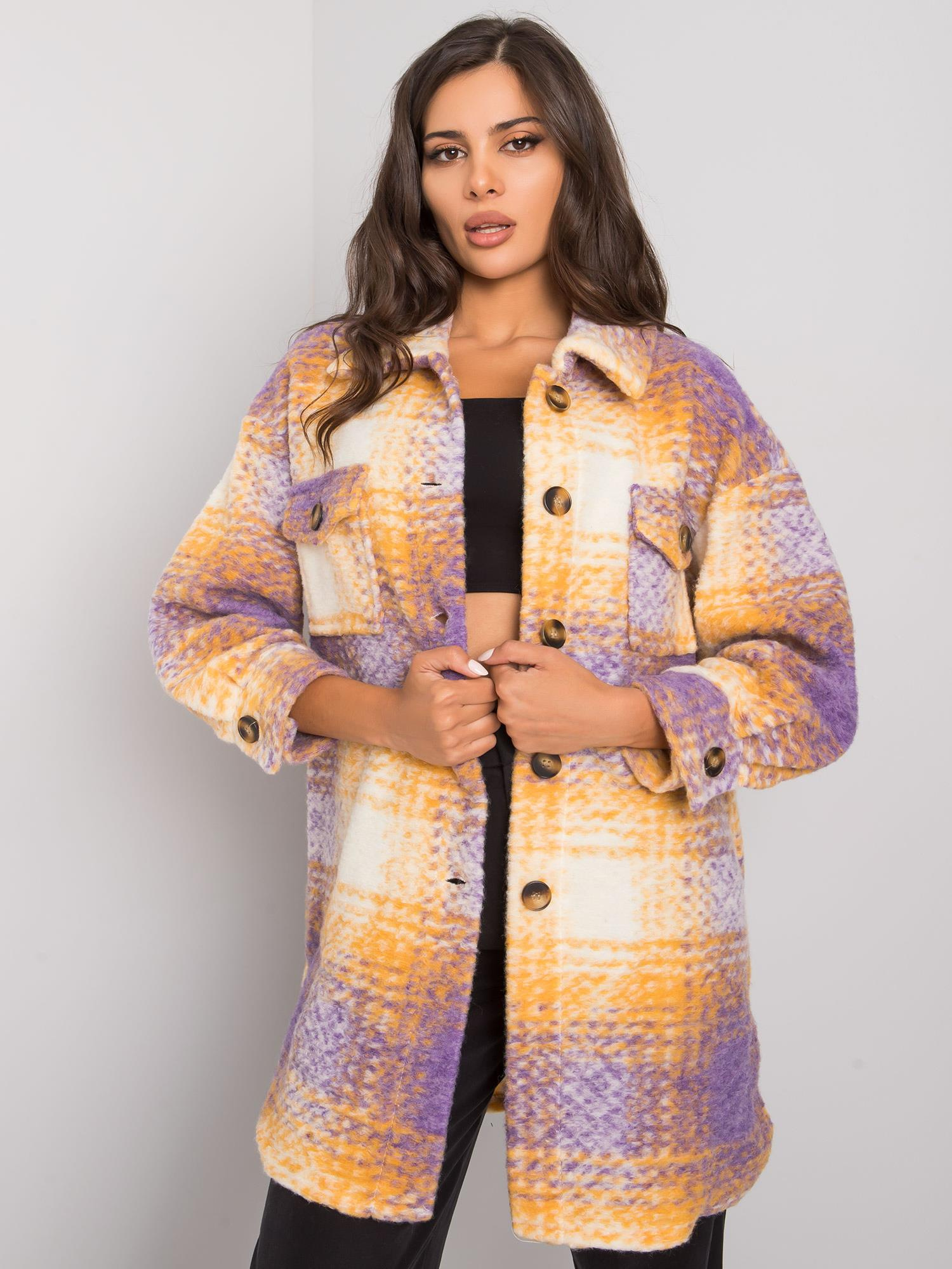 Fialovo-žltá károvaná flanelová košeľa Vissy EM-KS-3926B.31-violet-yellow Veľkosť: ONE SIZE