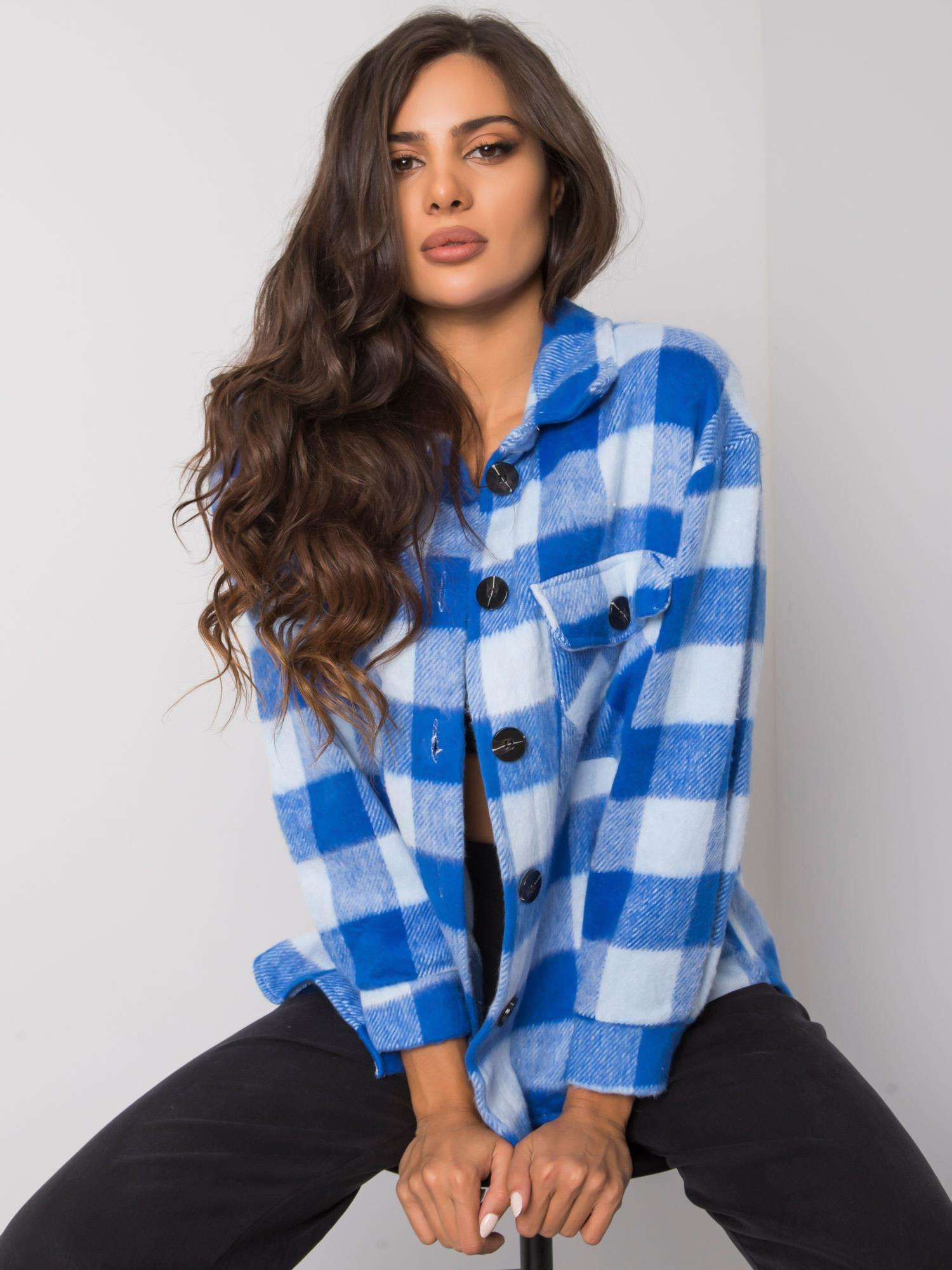 Modro-biela teplá košeľa Melany EM-KS-2856-1.21P-blue-white Veľkosť: ONE SIZE