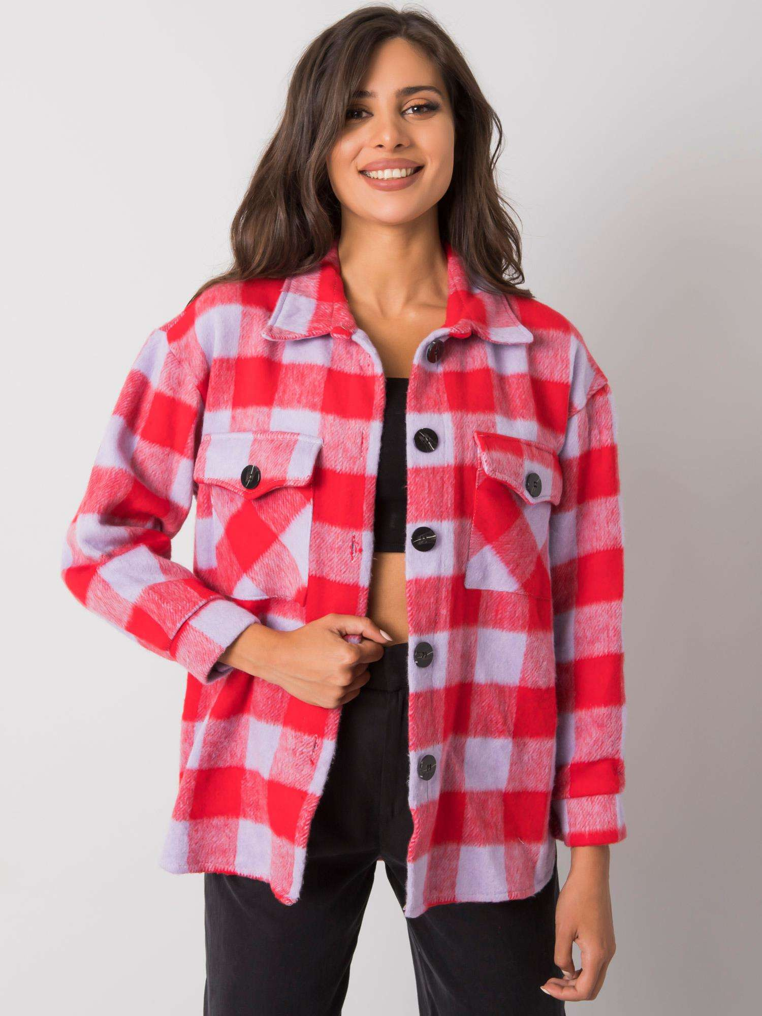 Červeno-modrá teplá košeľa Melany EM-KS-2856-1.21P-red-blue Veľkosť: ONE SIZE