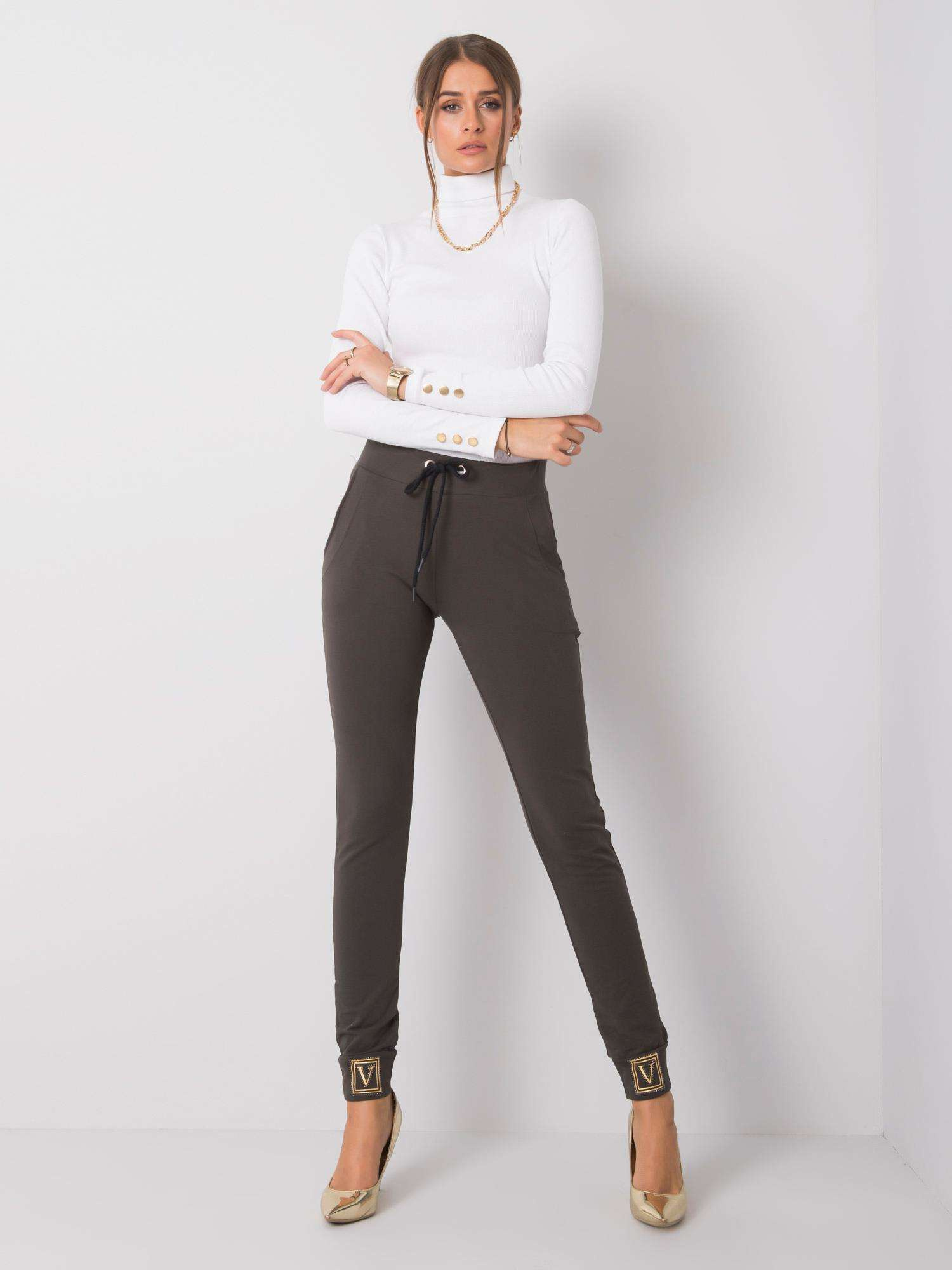 Khaki dámske tepláky -RV-DR-5980.12-khaki Veľkosť: S